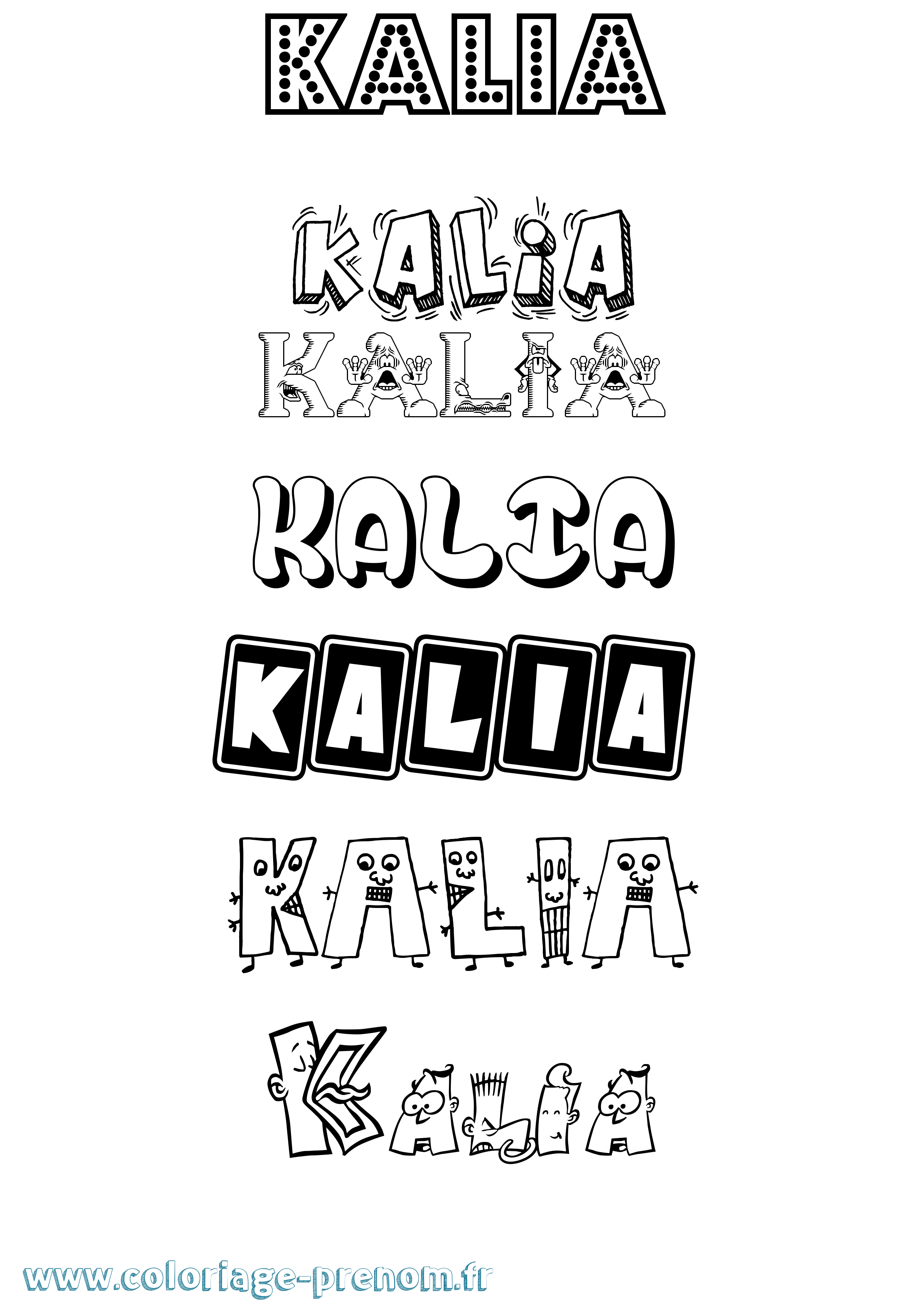 Coloriage prénom Kalia Fun