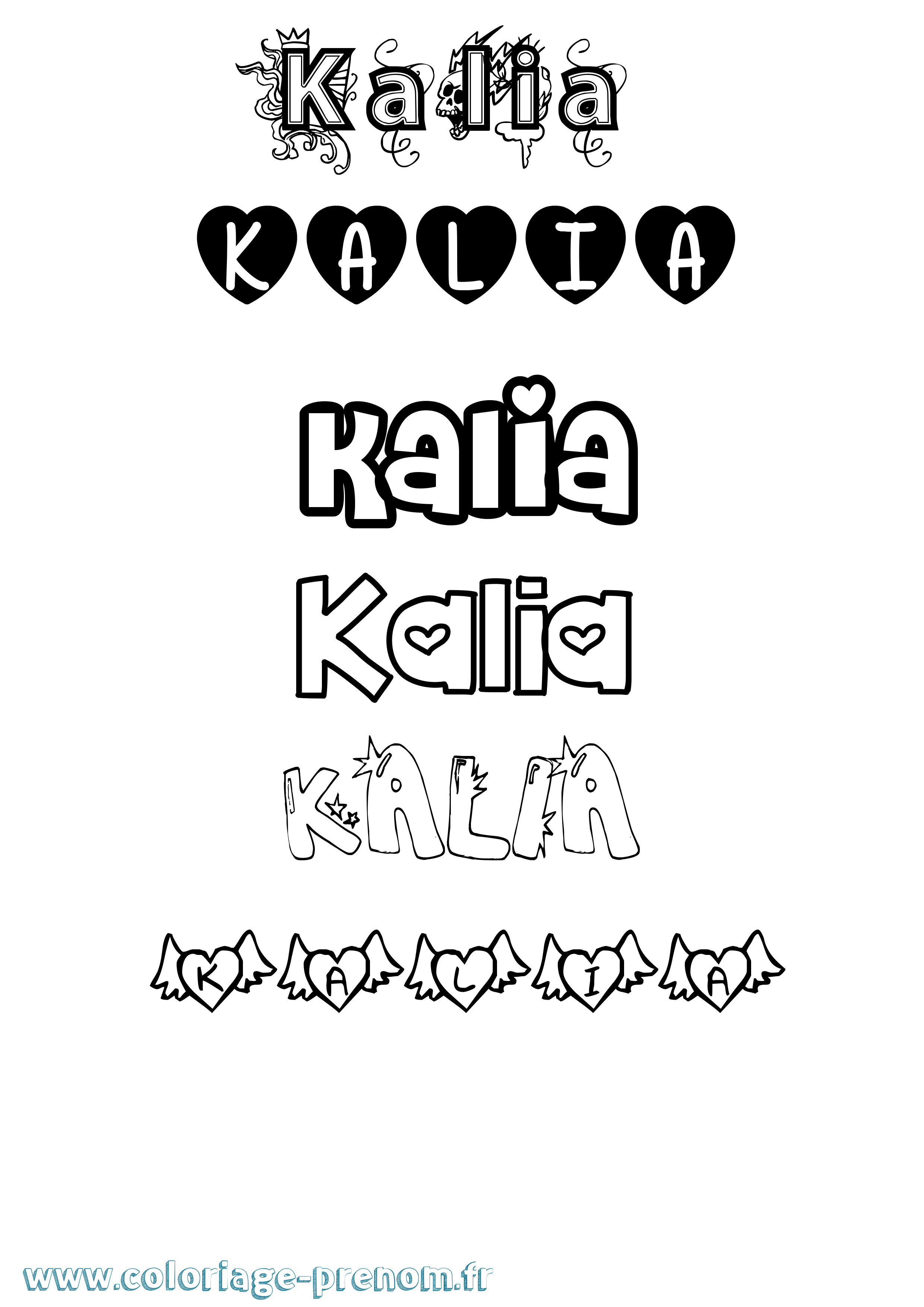 Coloriage prénom Kalia Girly
