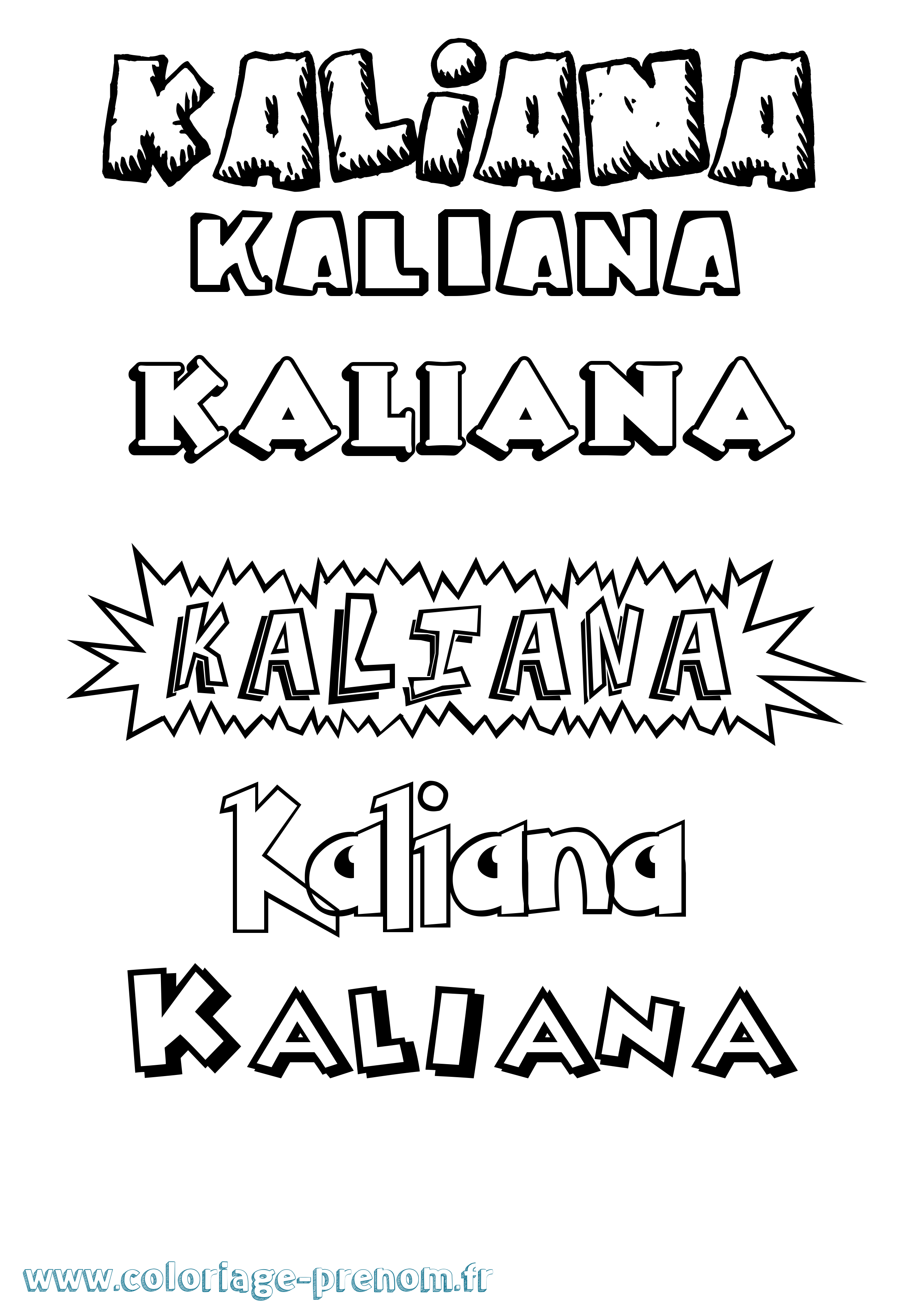 Coloriage prénom Kaliana Dessin Animé