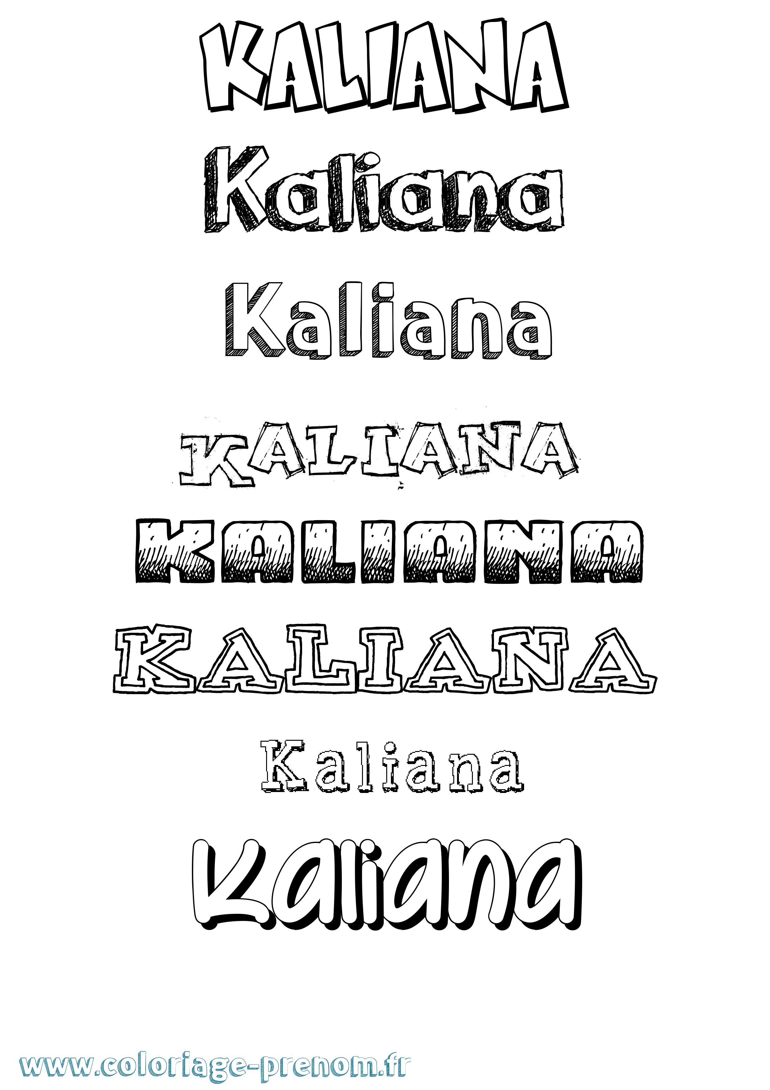 Coloriage prénom Kaliana Dessiné