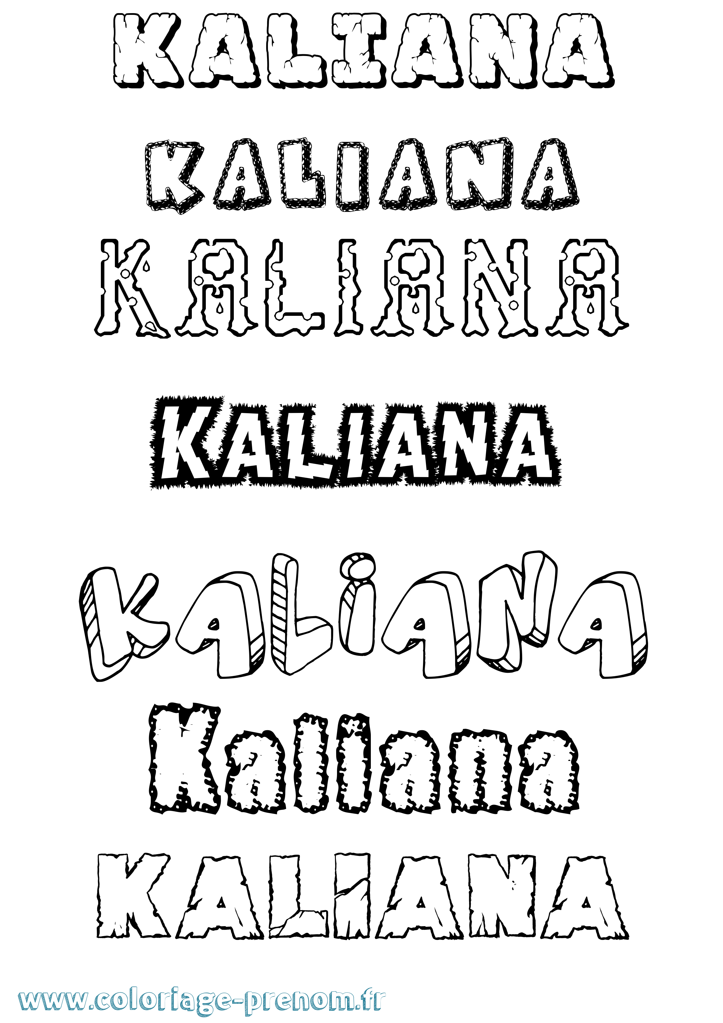 Coloriage prénom Kaliana Destructuré