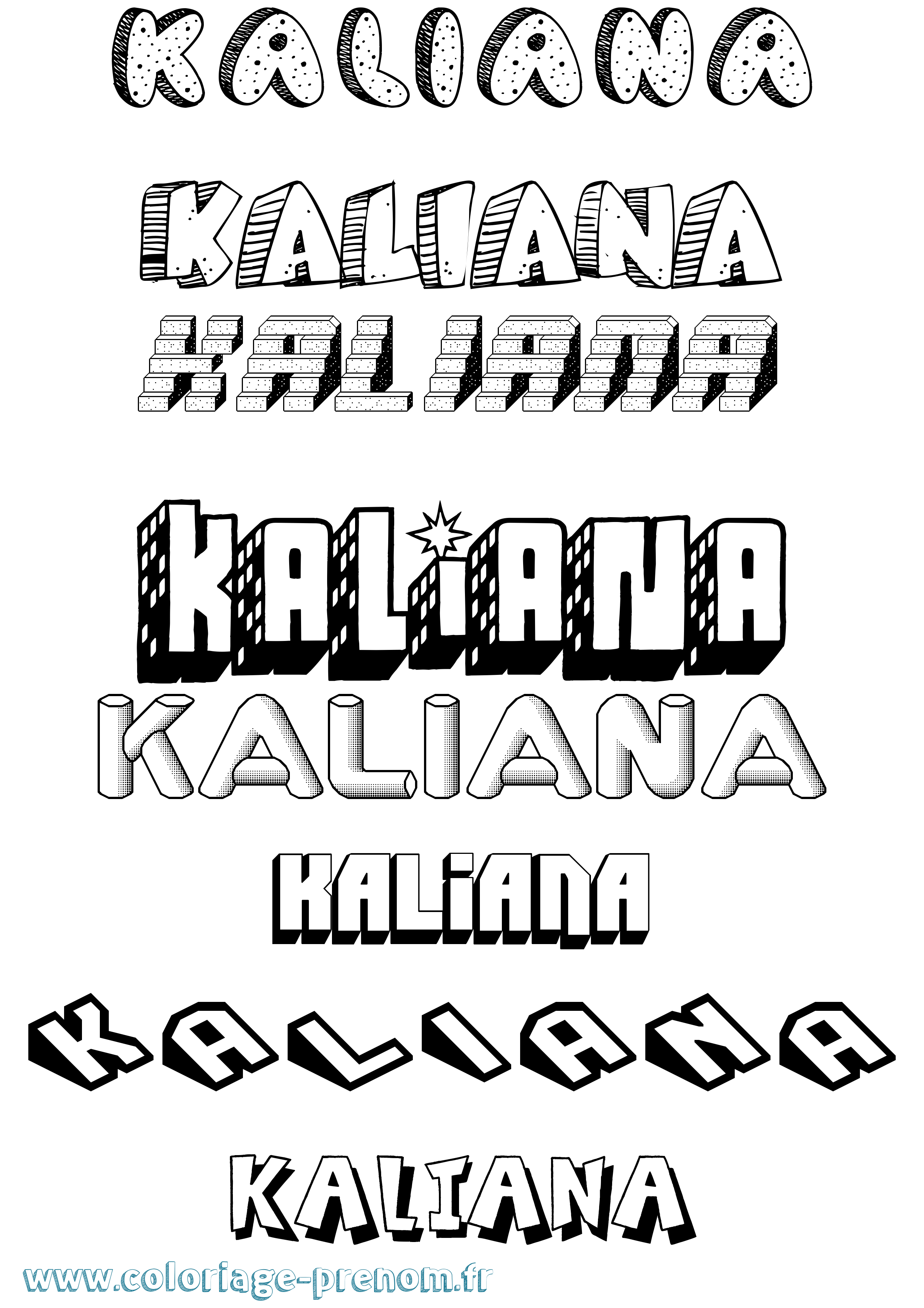 Coloriage prénom Kaliana Effet 3D