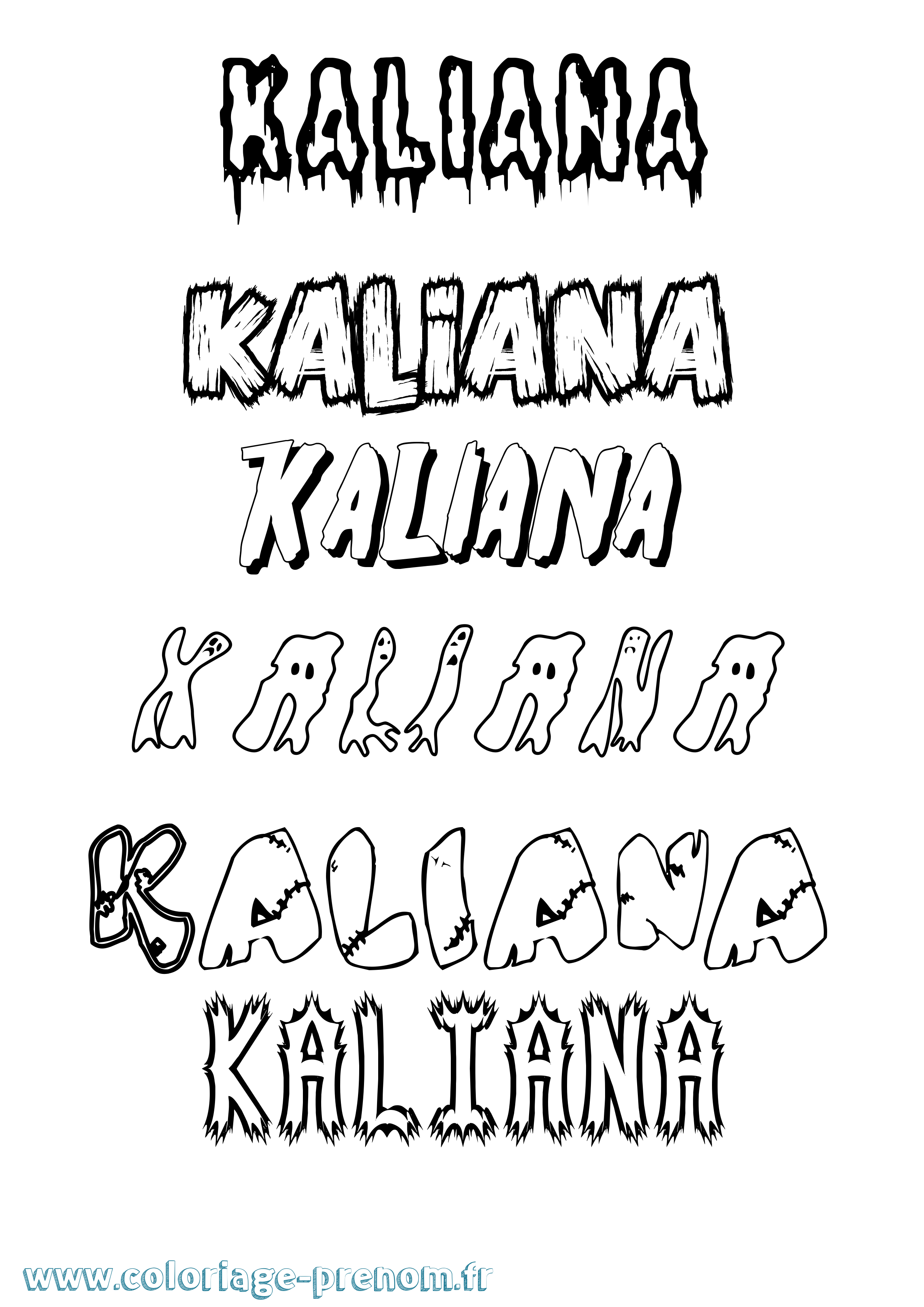 Coloriage prénom Kaliana Frisson