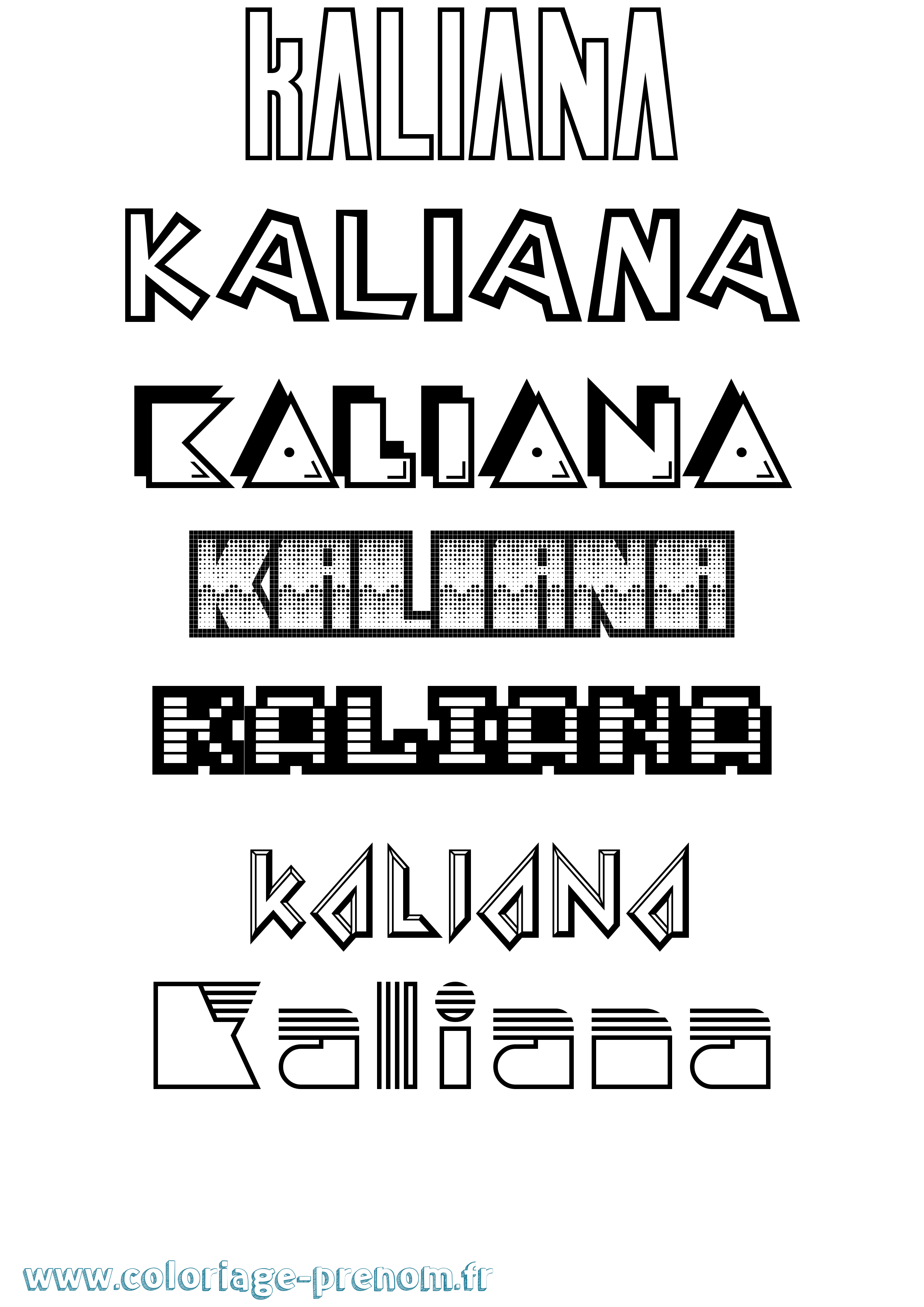 Coloriage prénom Kaliana Jeux Vidéos
