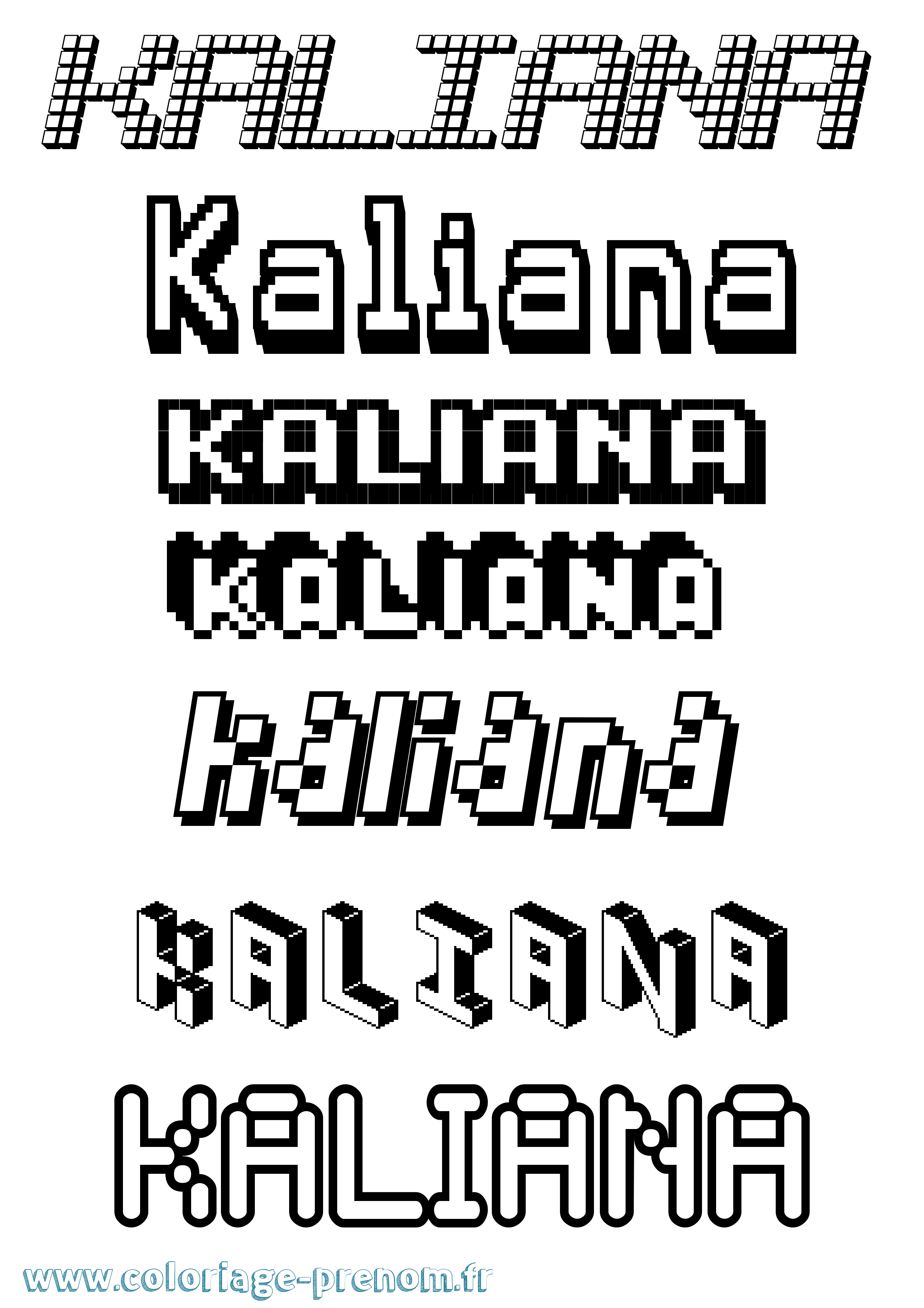Coloriage prénom Kaliana Pixel