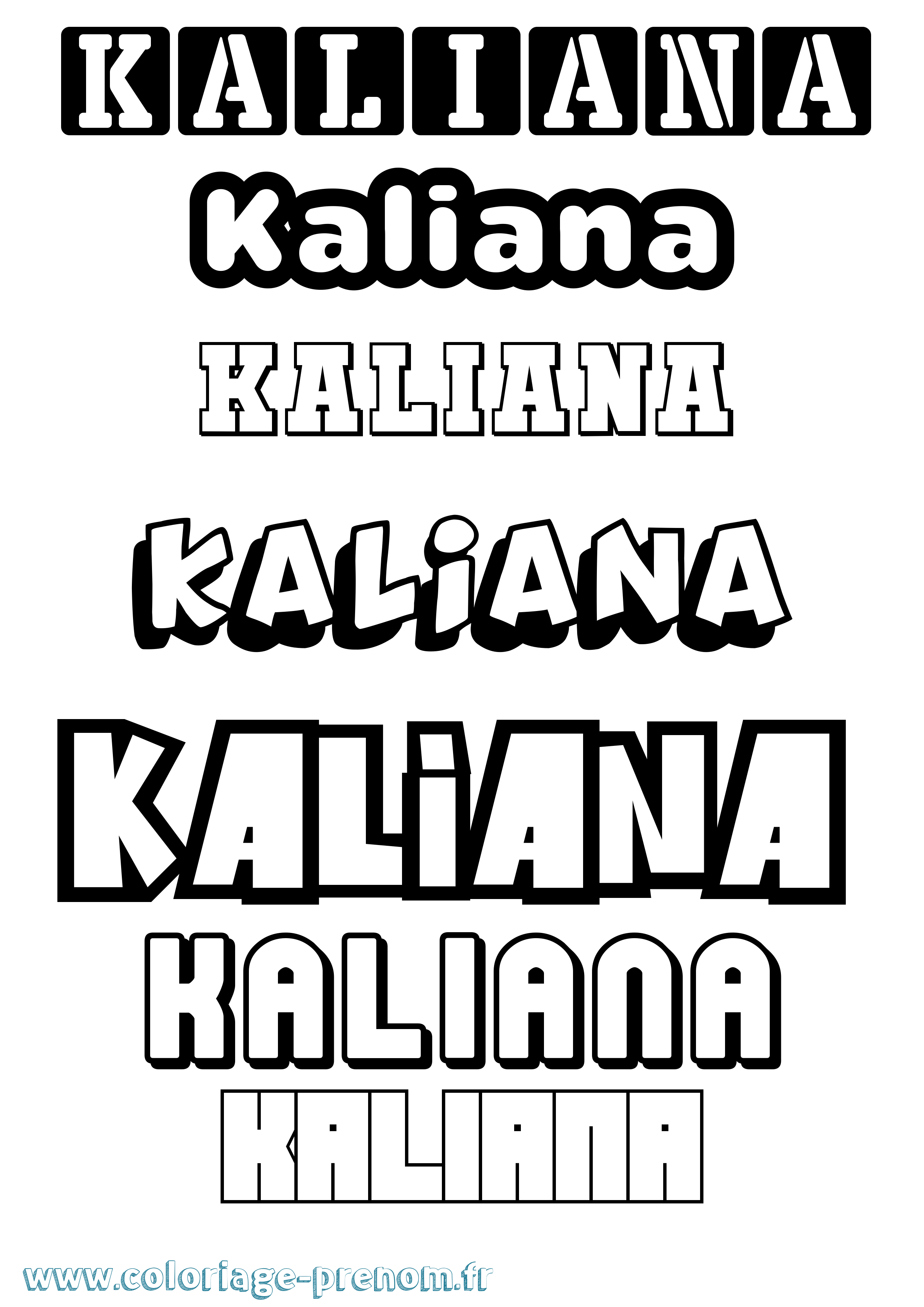 Coloriage prénom Kaliana Simple