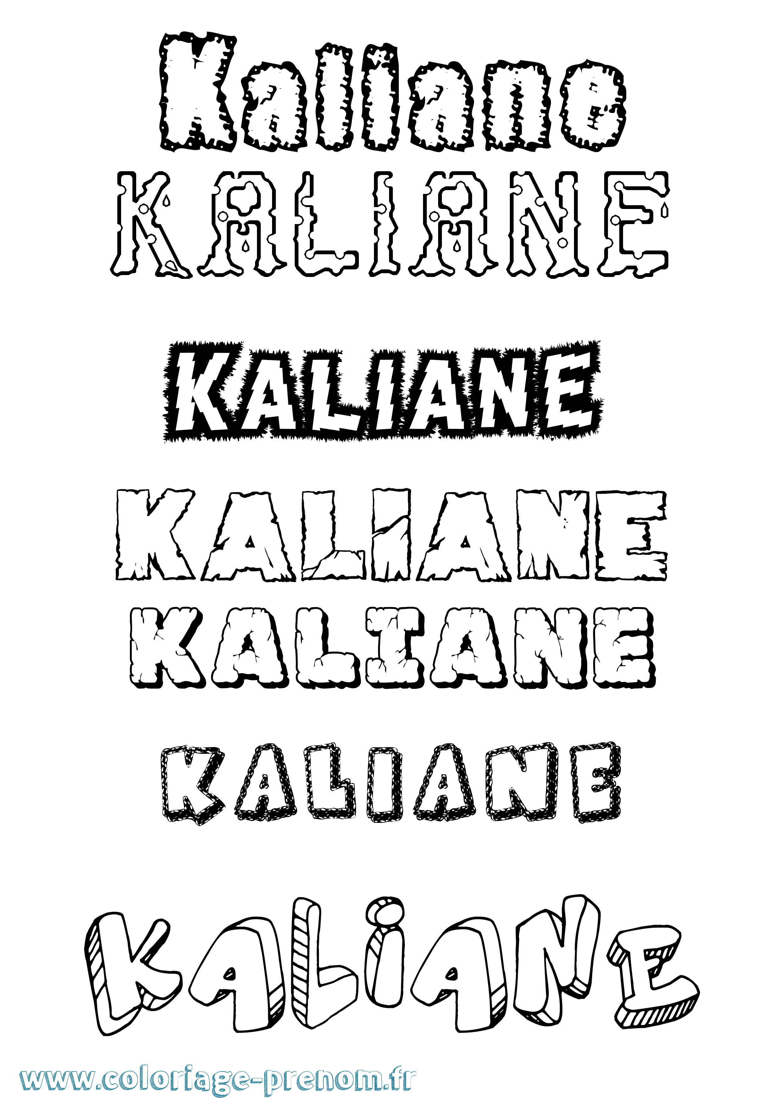 Coloriage prénom Kaliane Destructuré