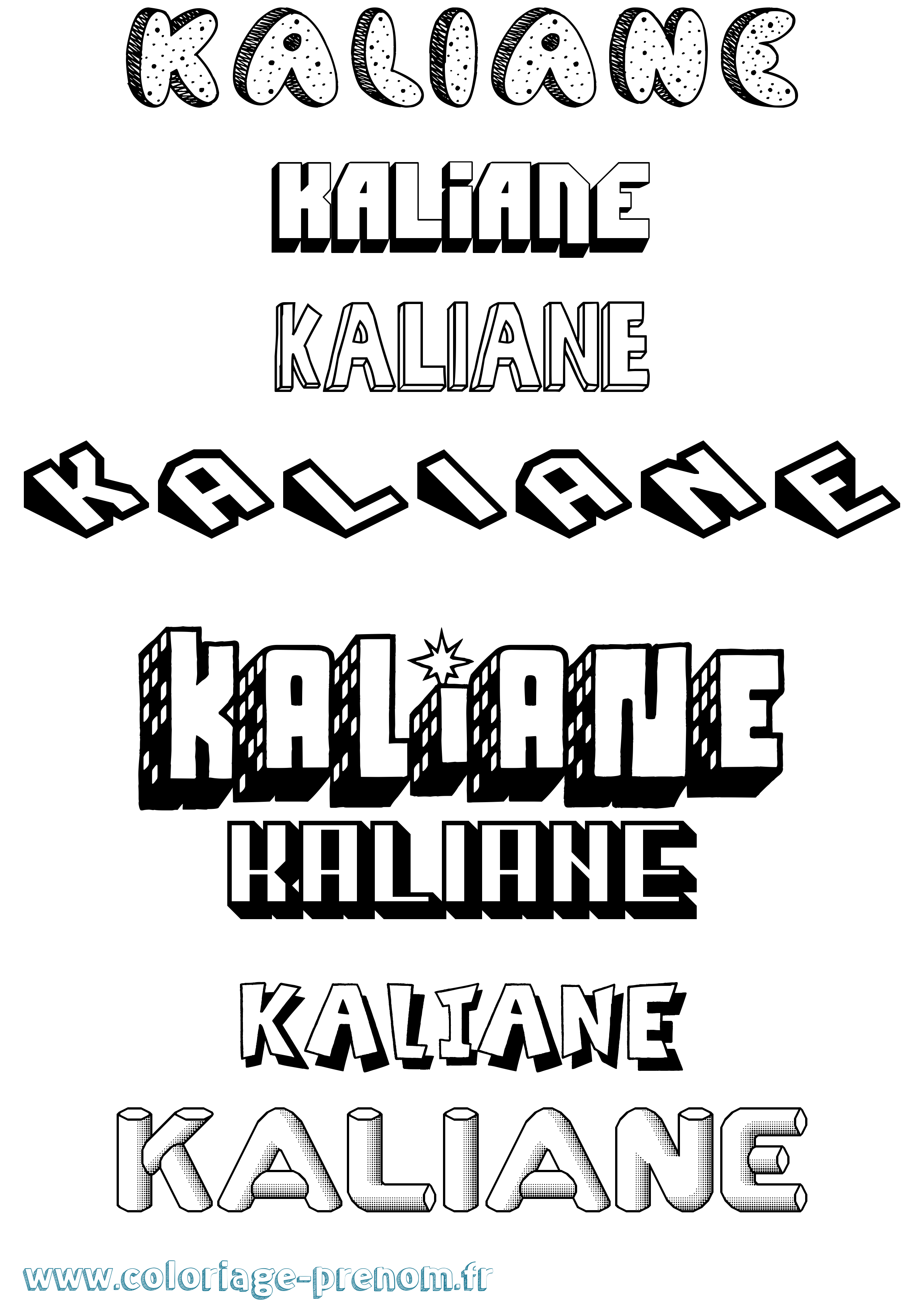 Coloriage prénom Kaliane Effet 3D