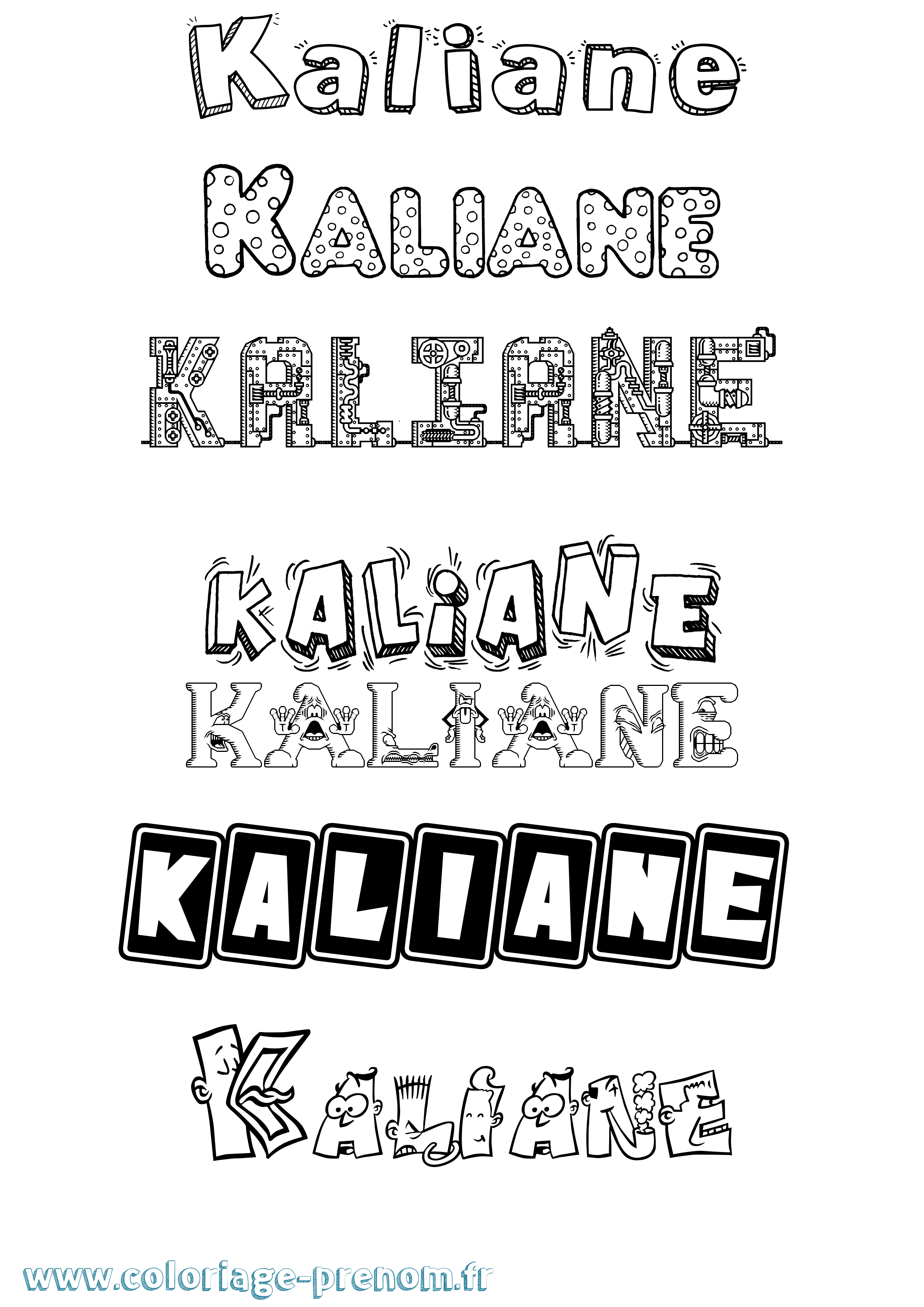 Coloriage prénom Kaliane Fun