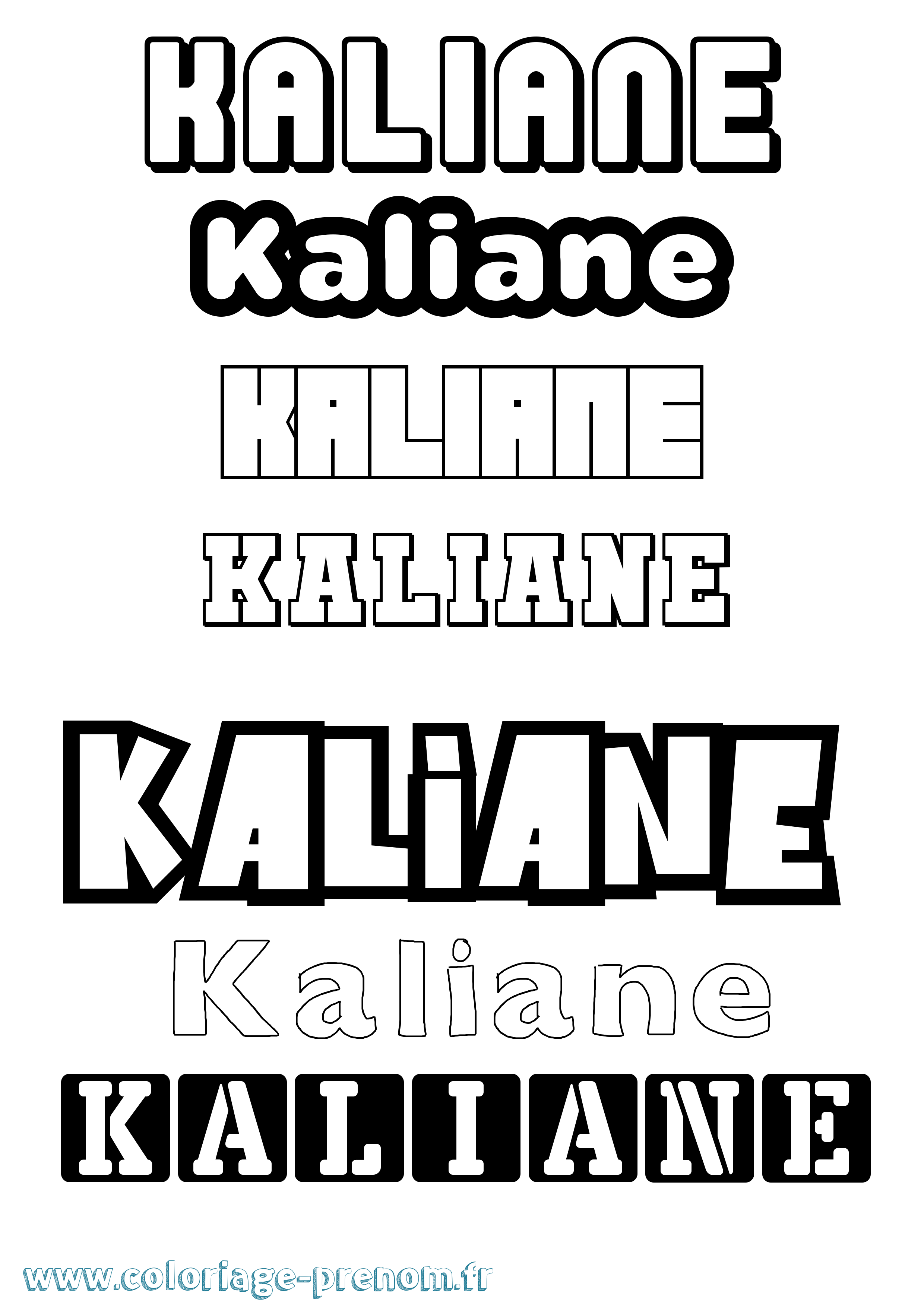 Coloriage prénom Kaliane Simple