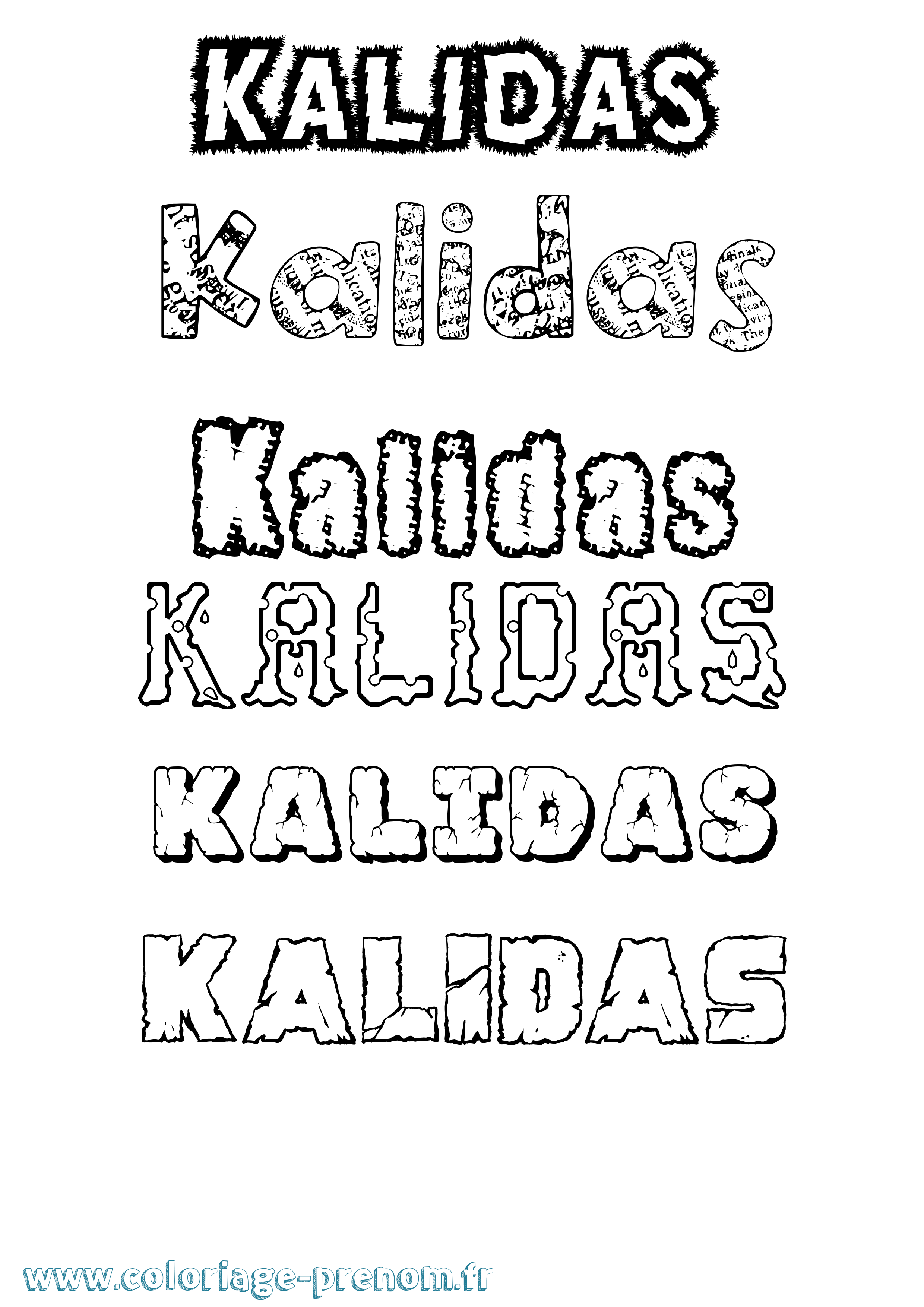 Coloriage prénom Kalidas Destructuré