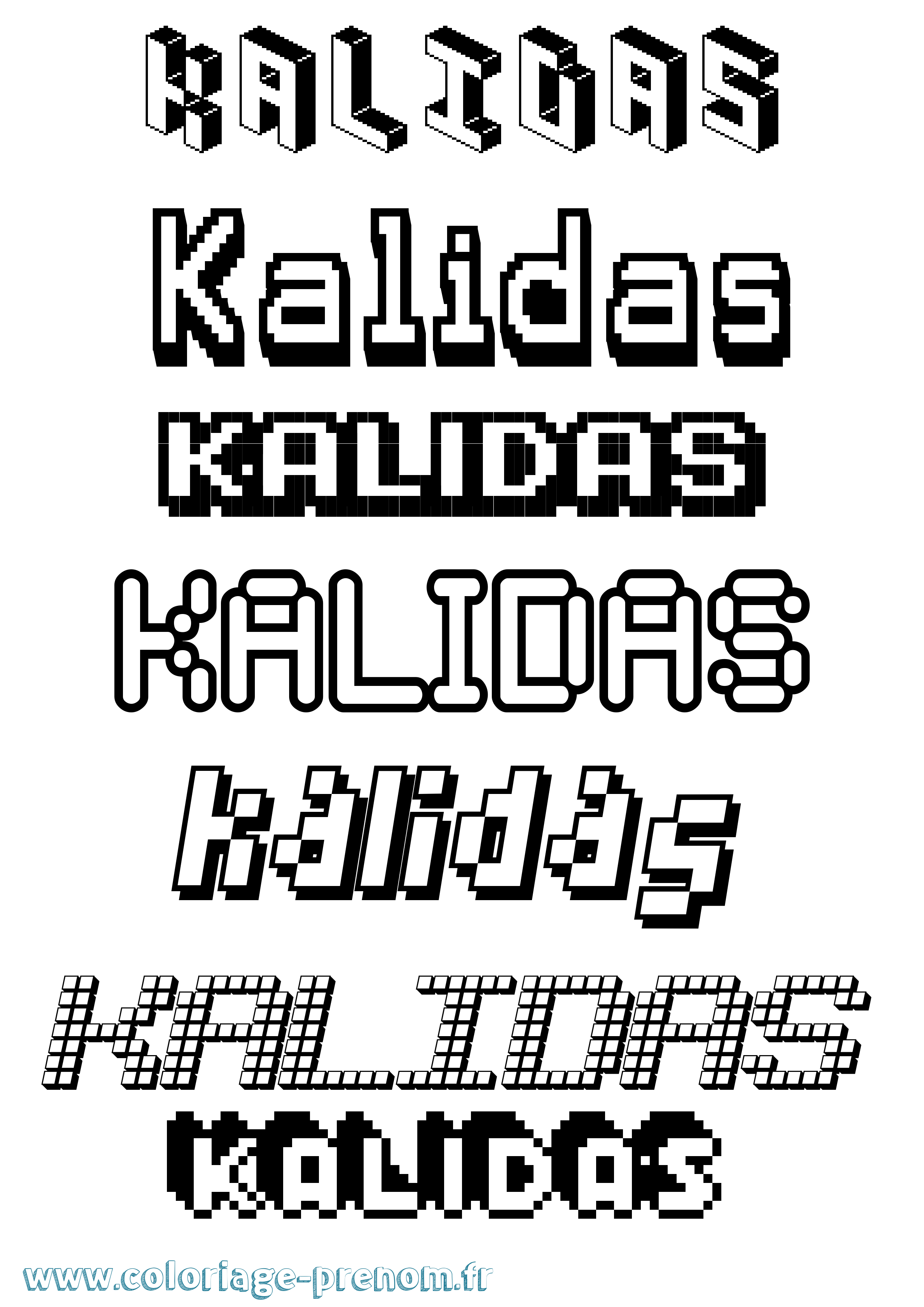 Coloriage prénom Kalidas Pixel