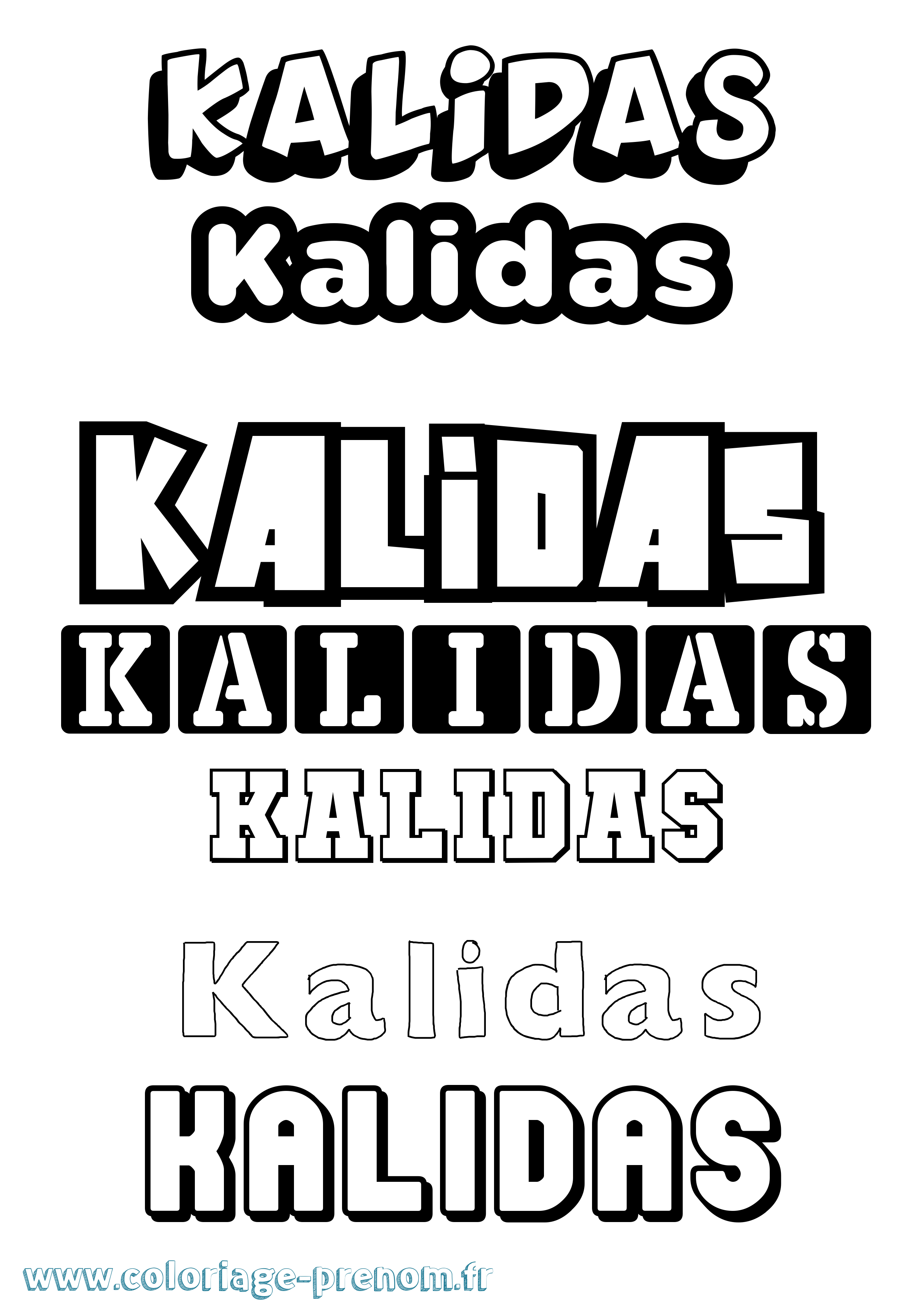 Coloriage prénom Kalidas Simple