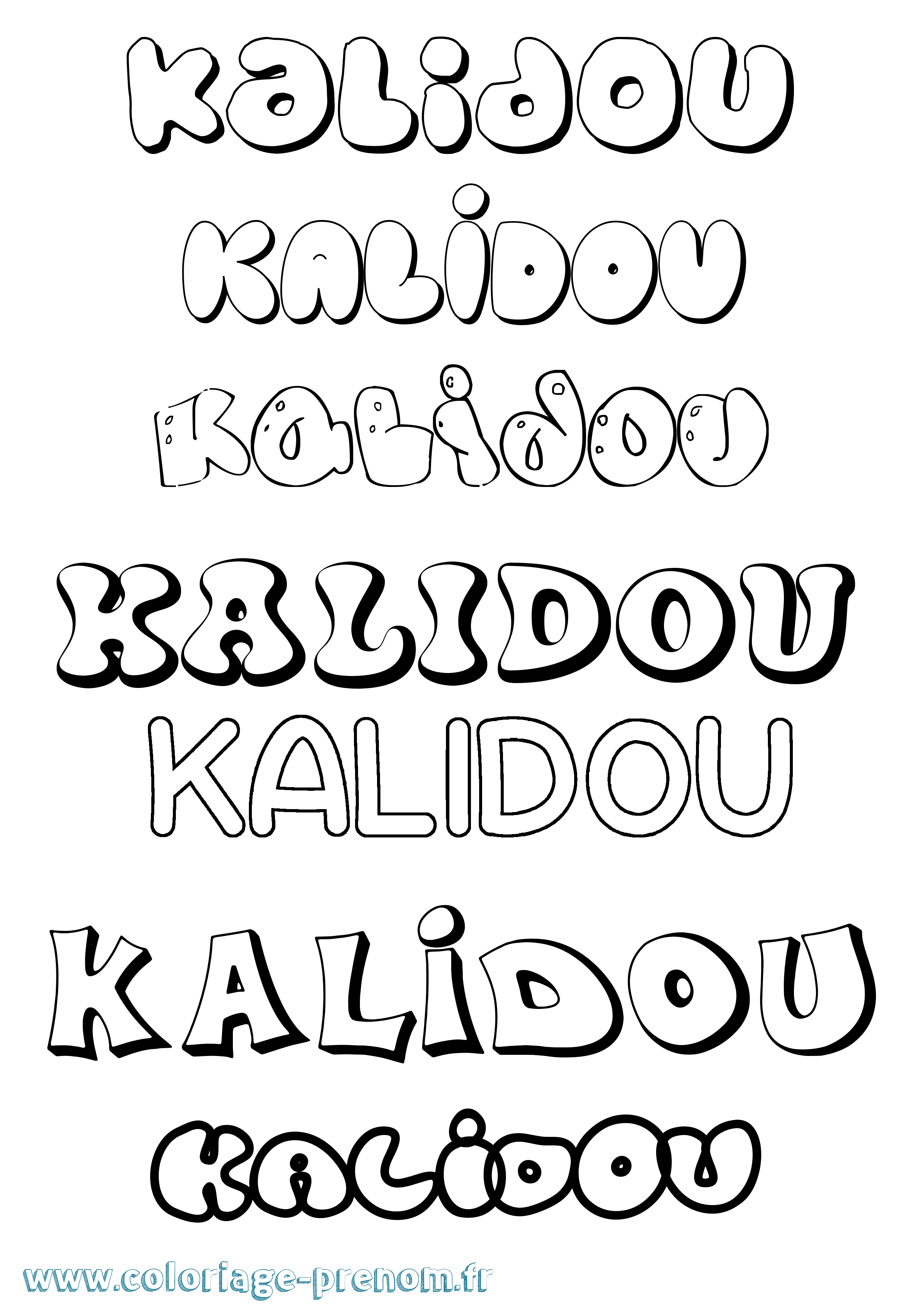 Coloriage Kalidou Bubble Coloriage prénom Kalidou Bubble
