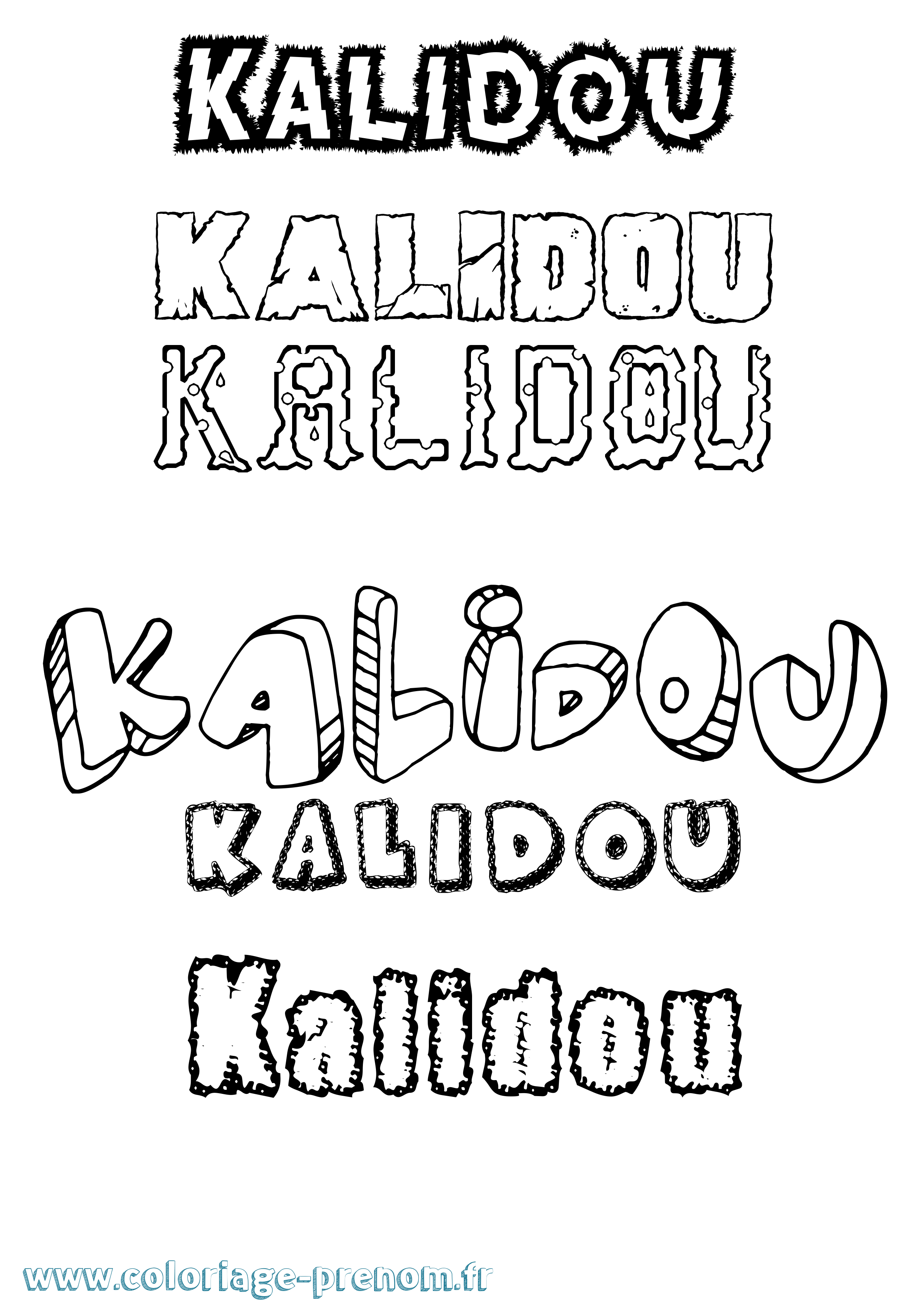Coloriage Kalidou Destructuré Coloriage prénom Kalidou Destructuré