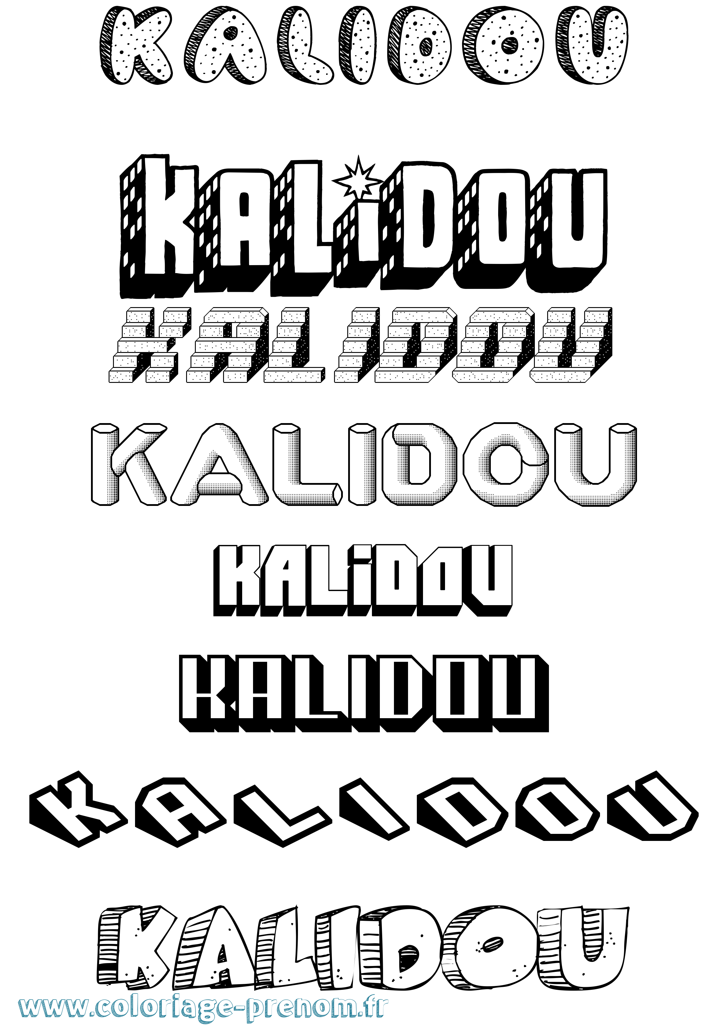 Coloriage Kalidou Effet 3D Coloriage prénom Kalidou Effet 3D
