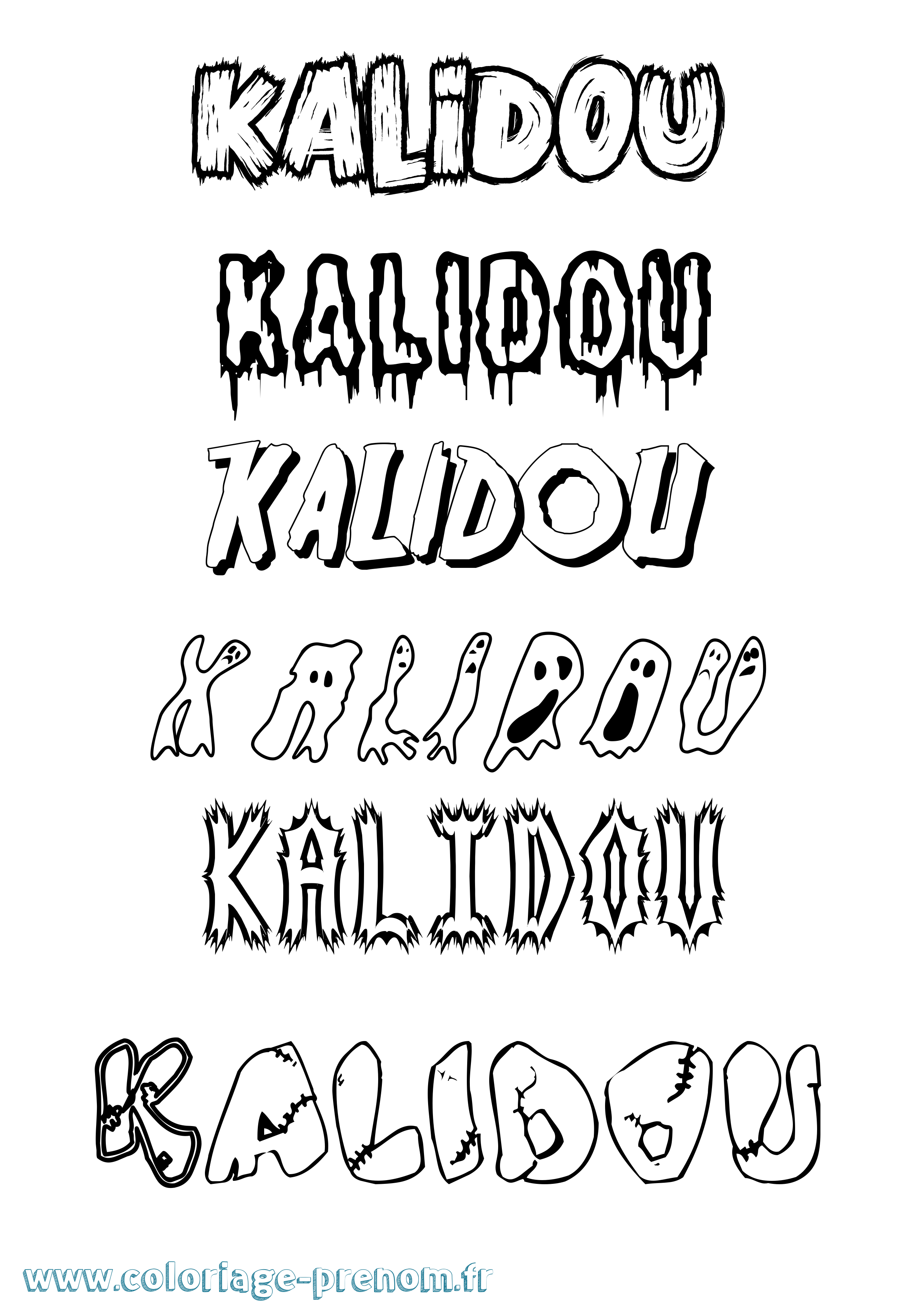 Coloriage Kalidou Frisson Coloriage prénom Kalidou Frisson