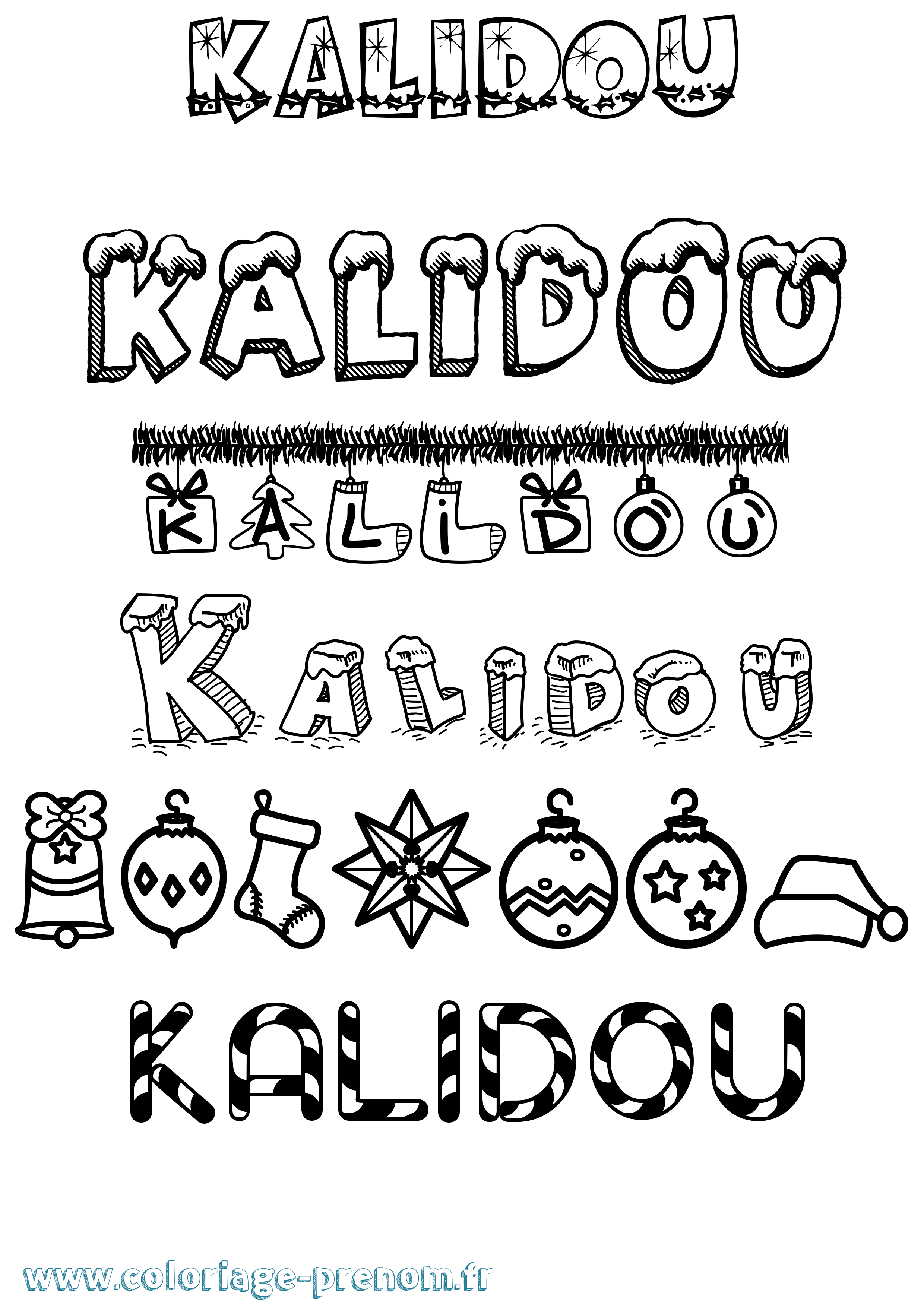 Coloriage Kalidou Noël Coloriage prénom Kalidou Noël