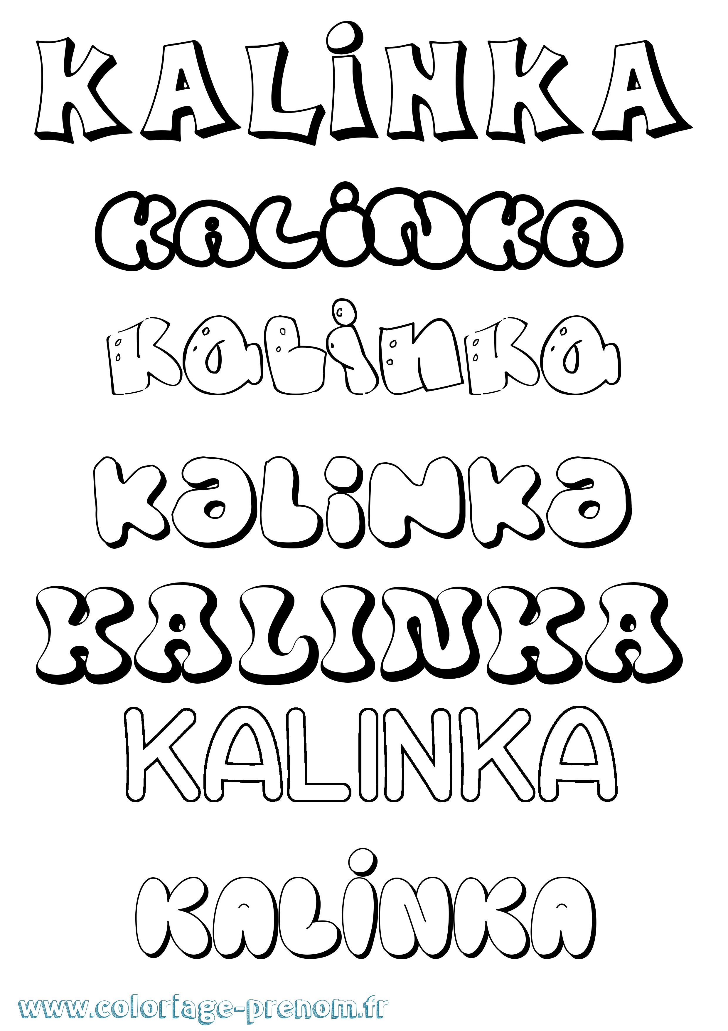 Coloriage prénom Kalinka Bubble