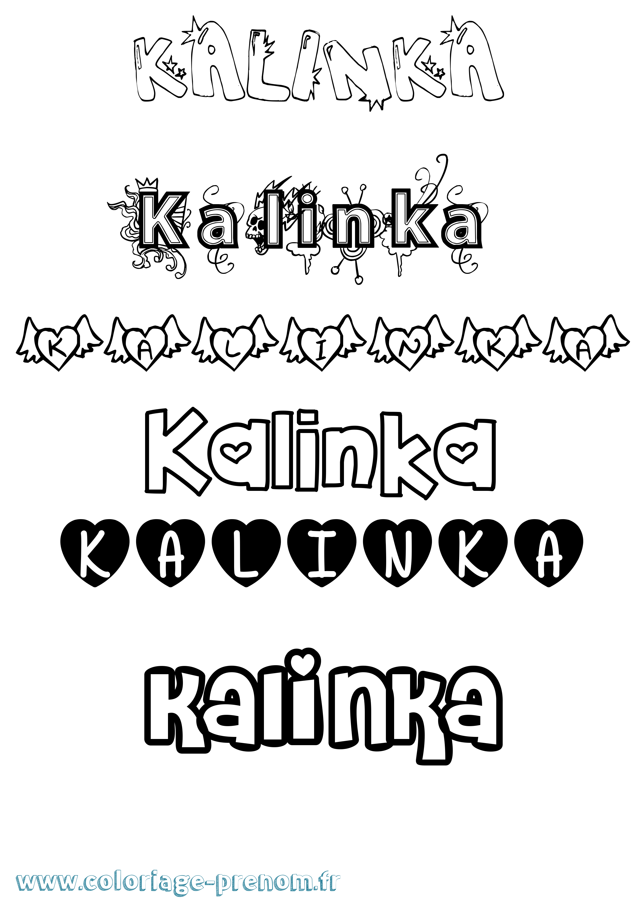 Coloriage prénom Kalinka Girly
