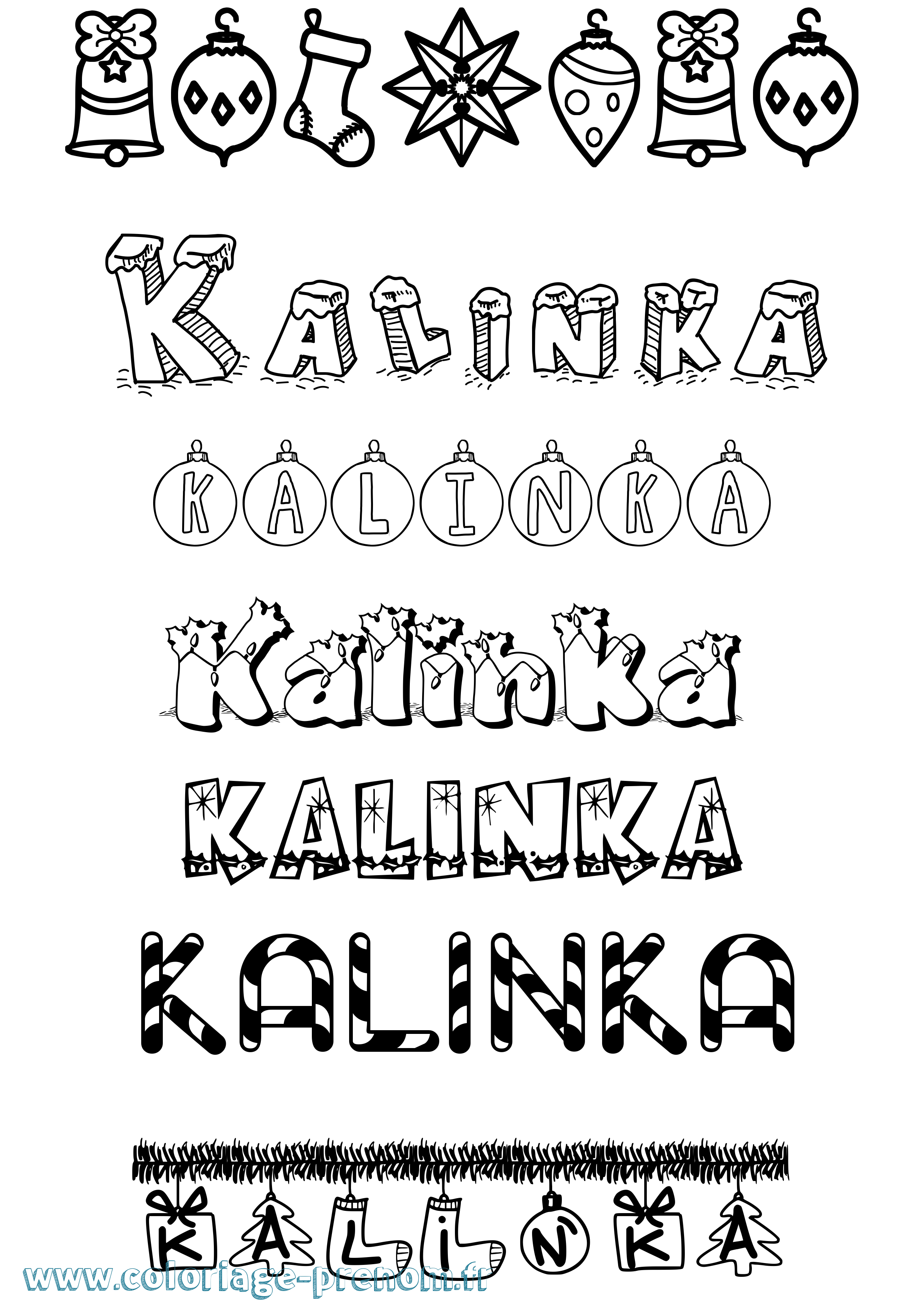 Coloriage prénom Kalinka Noël