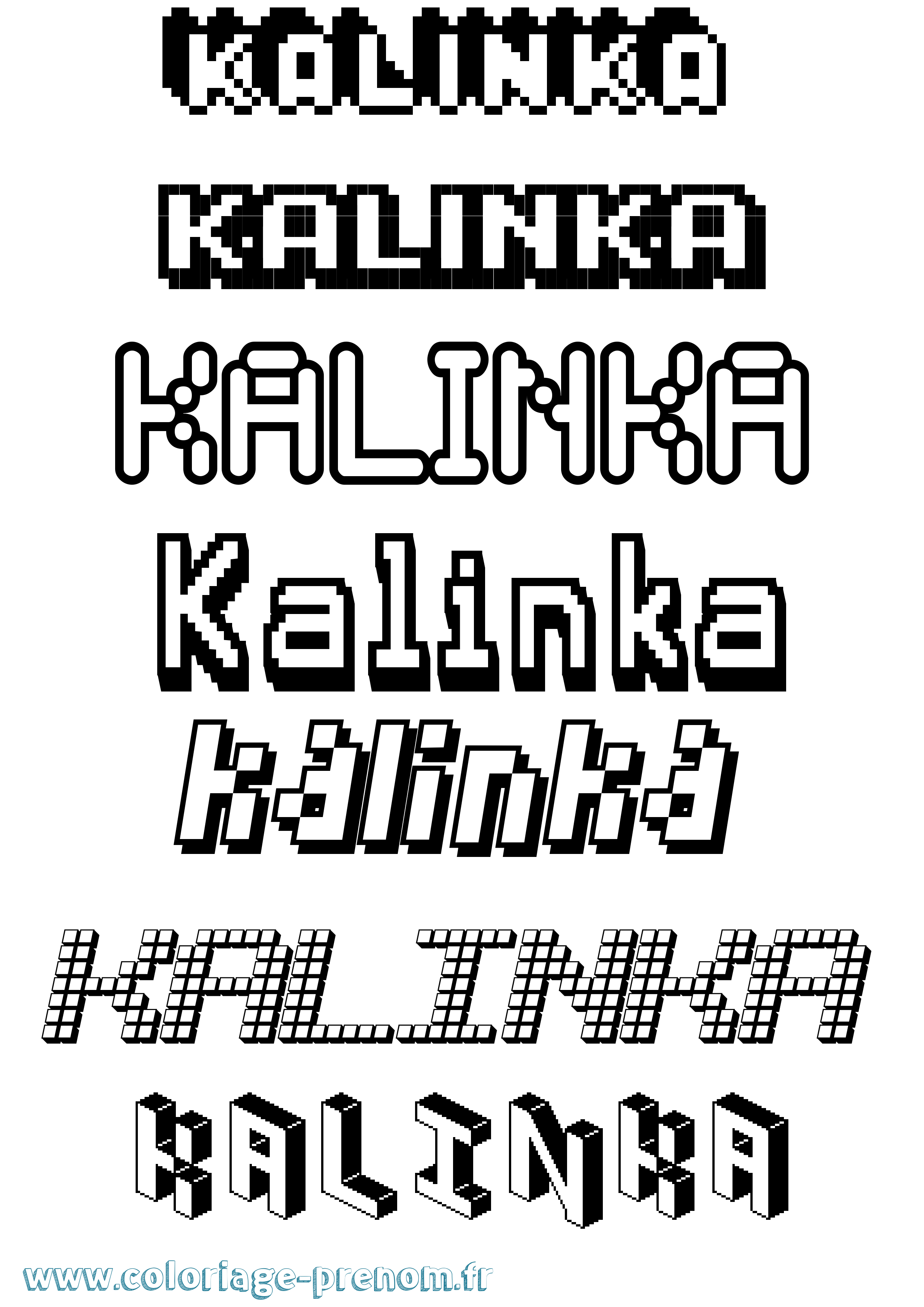 Coloriage prénom Kalinka Pixel