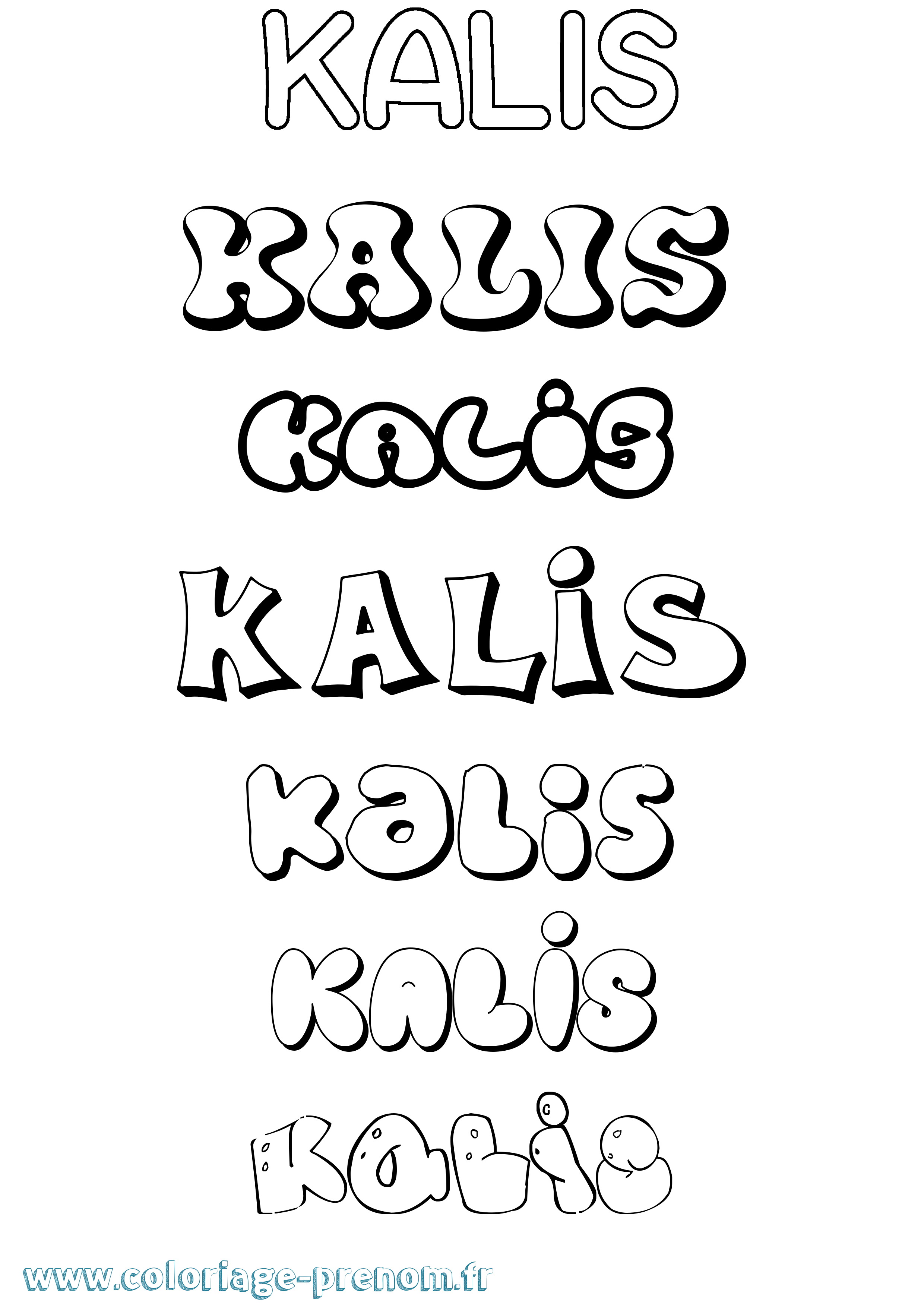 Coloriage Kalis Bubble Coloriage prénom Kalis Bubble