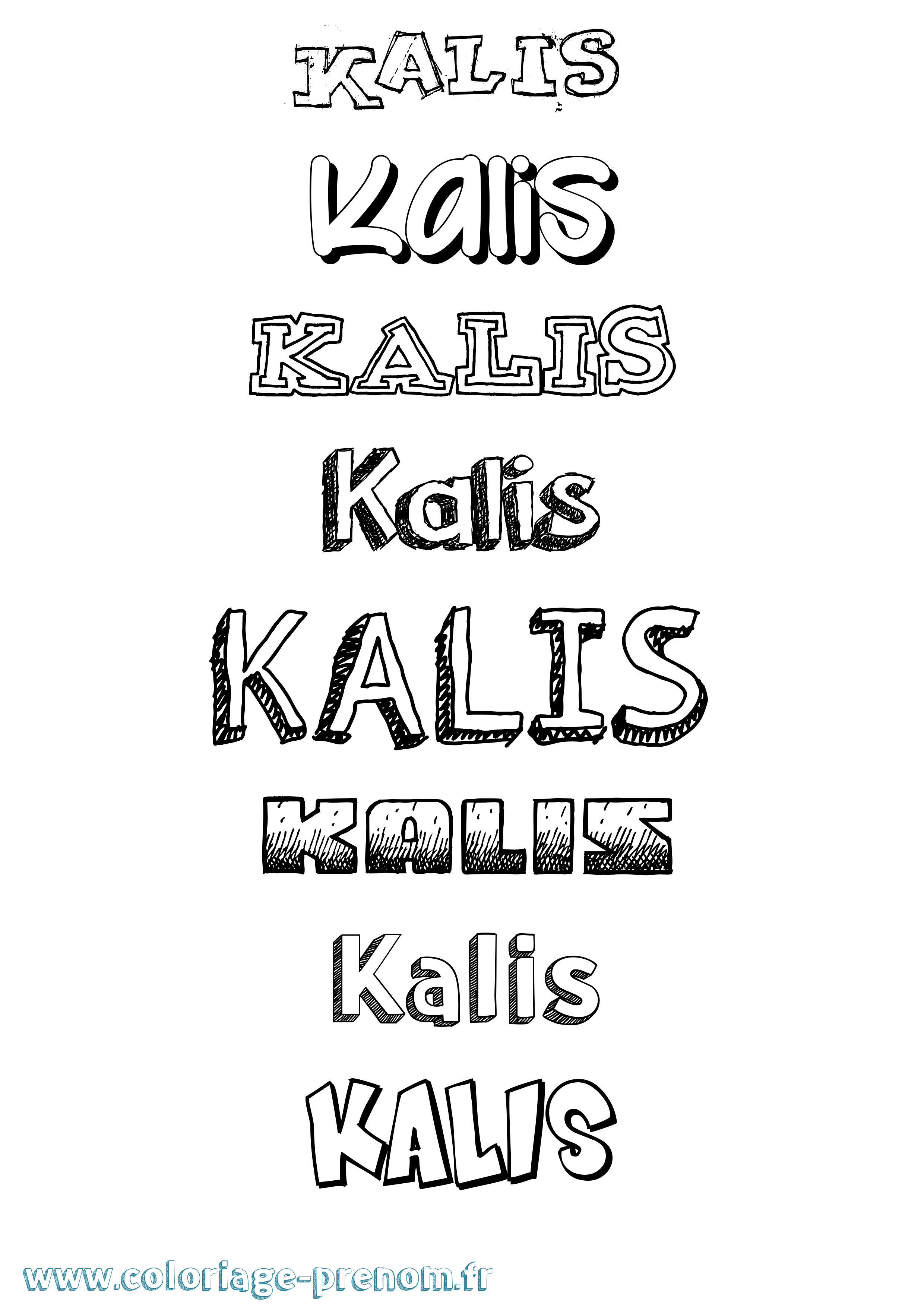 Coloriage prénom Kalis Dessiné