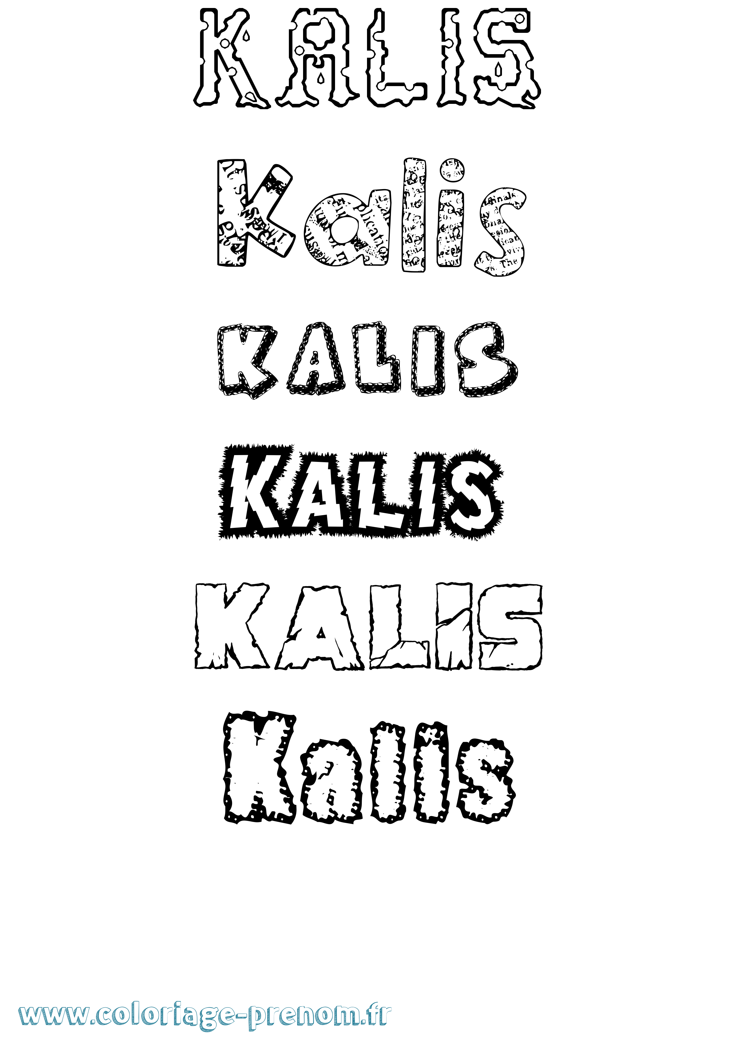 Coloriage prénom Kalis Destructuré