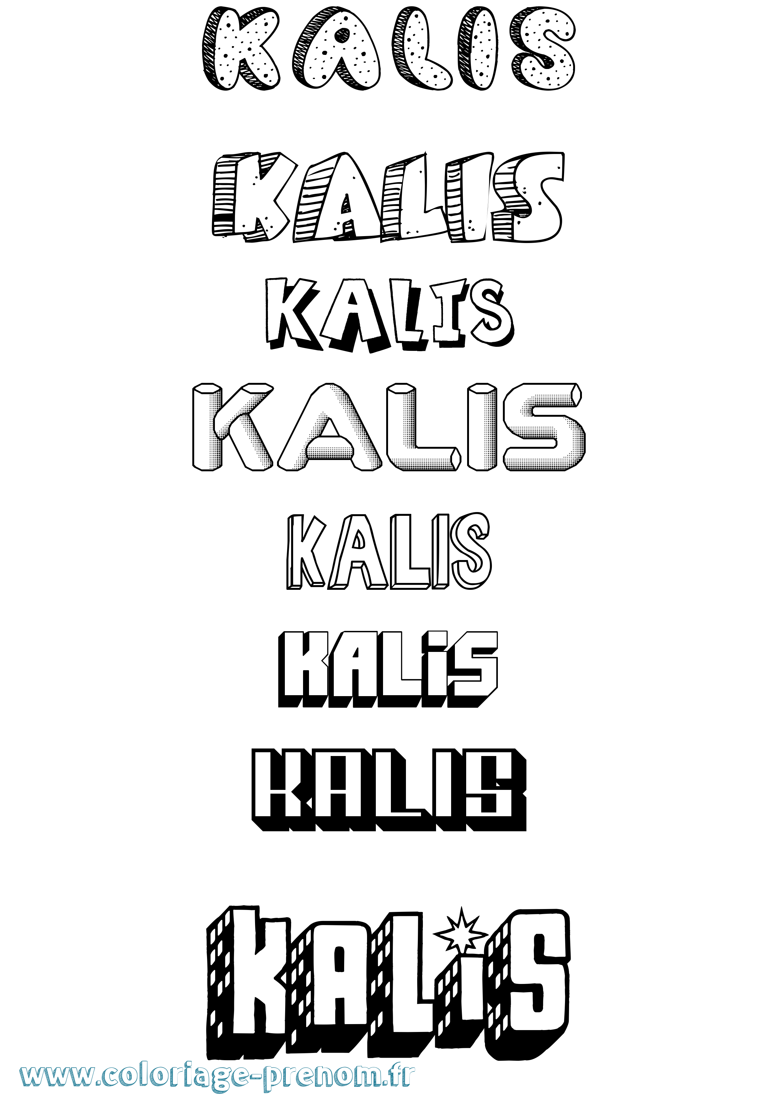 Coloriage prénom Kalis Effet 3D