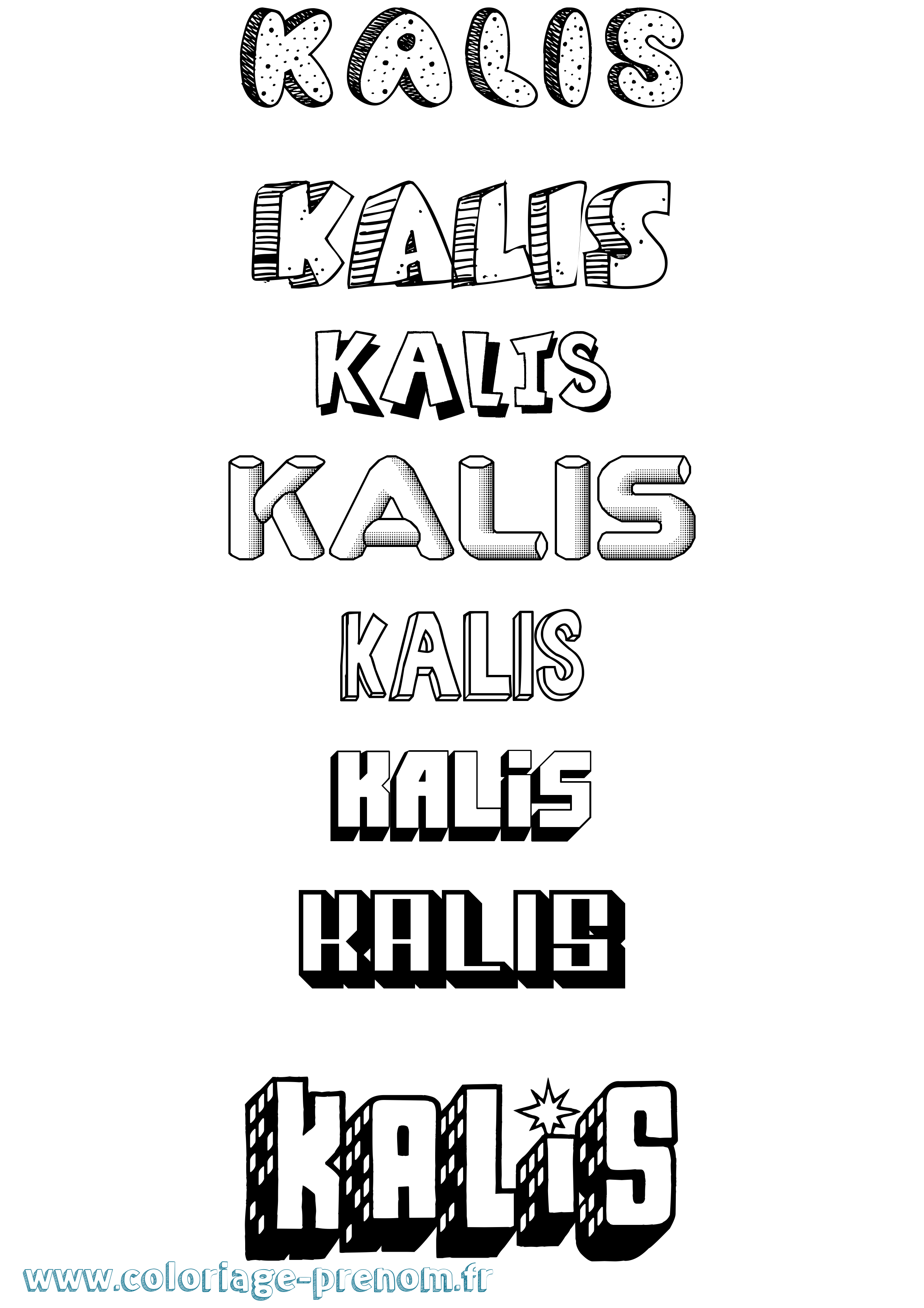 Coloriage Kalis Effet 3D Coloriage prénom Kalis Effet 3D