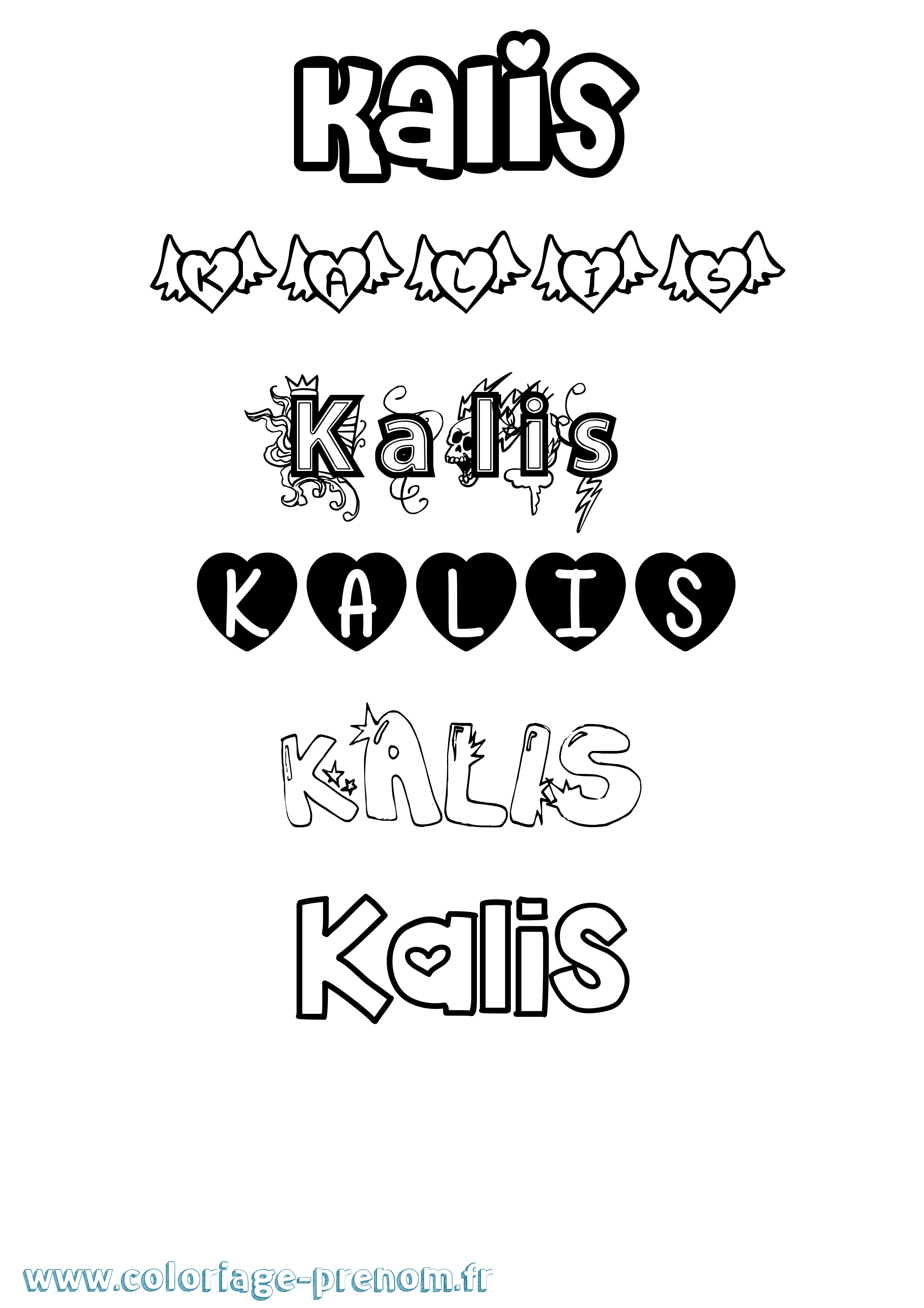 Coloriage Kalis Girly Coloriage prénom Kalis Girly