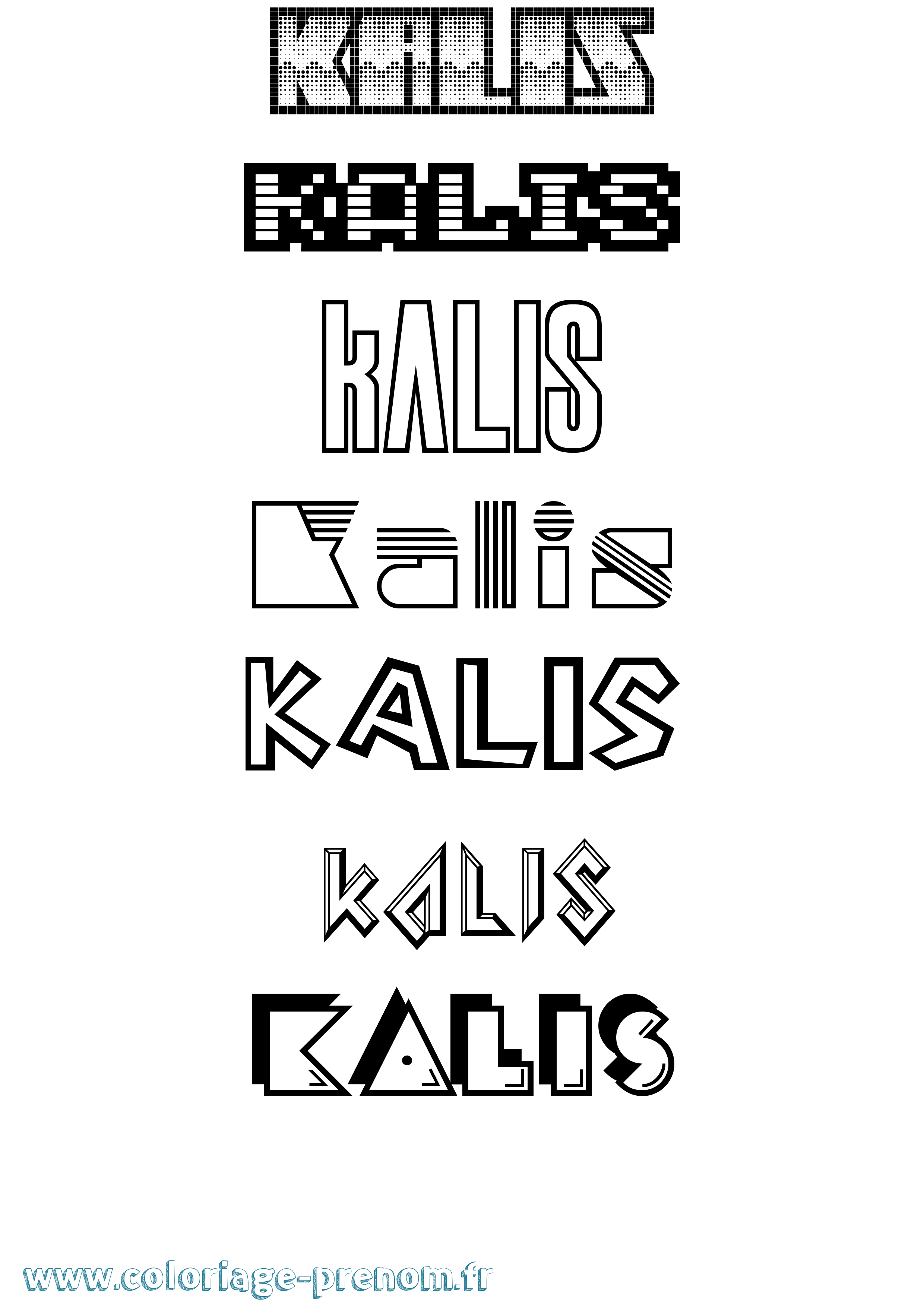Coloriage prénom Kalis Jeux Vidéos
