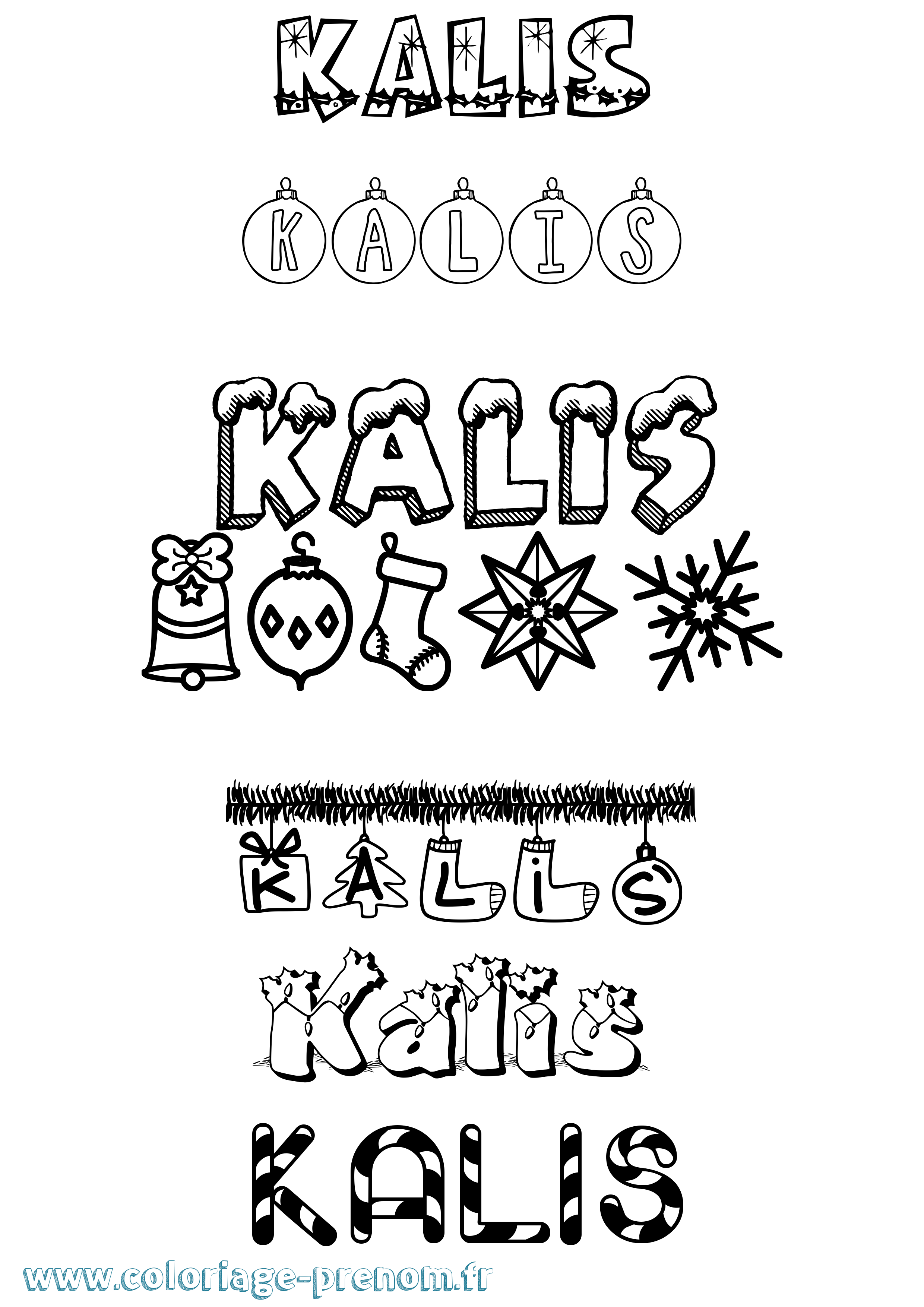 Coloriage Kalis Noël Coloriage prénom Kalis Noël