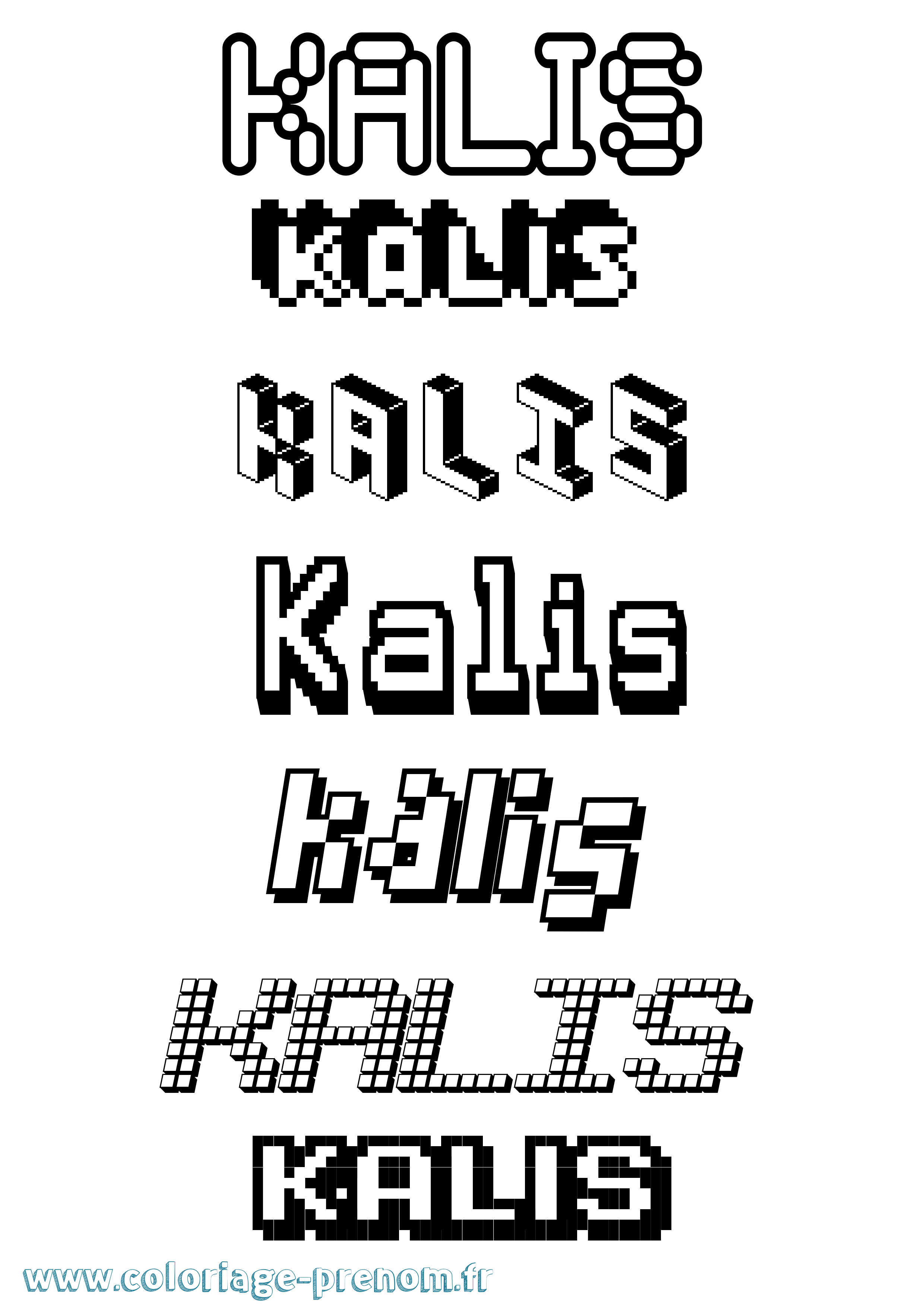 Coloriage prénom Kalis Pixel