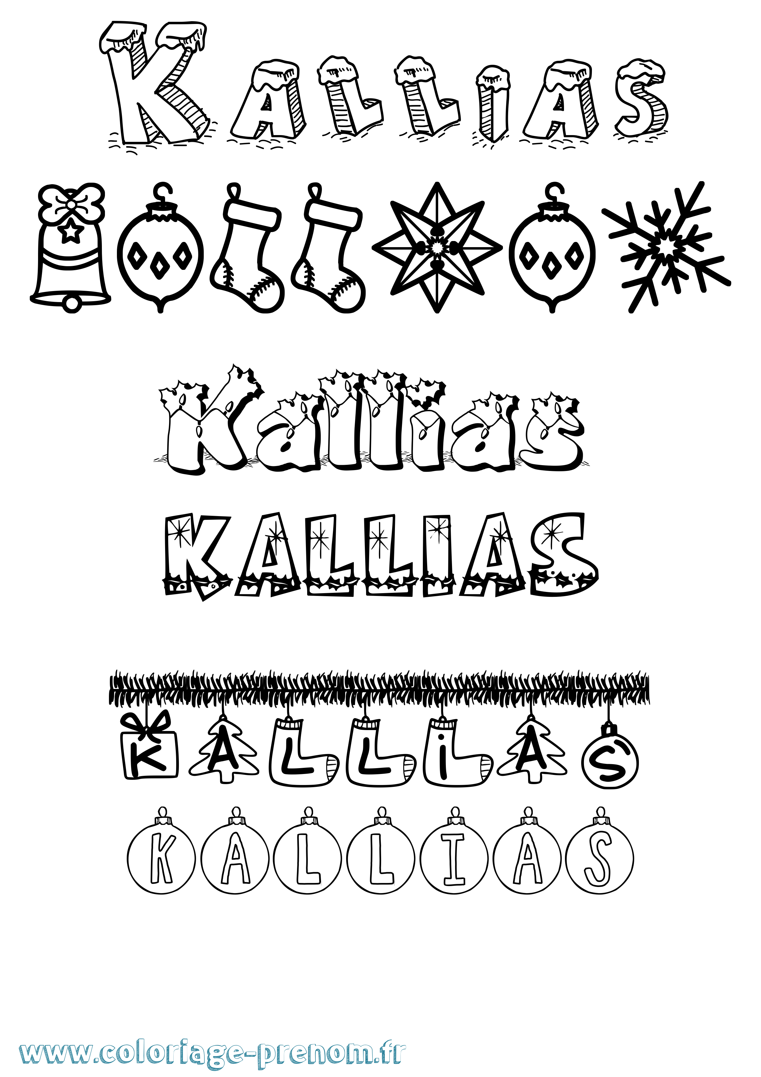 Coloriage Kallias Noël Coloriage prénom Kallias Noël