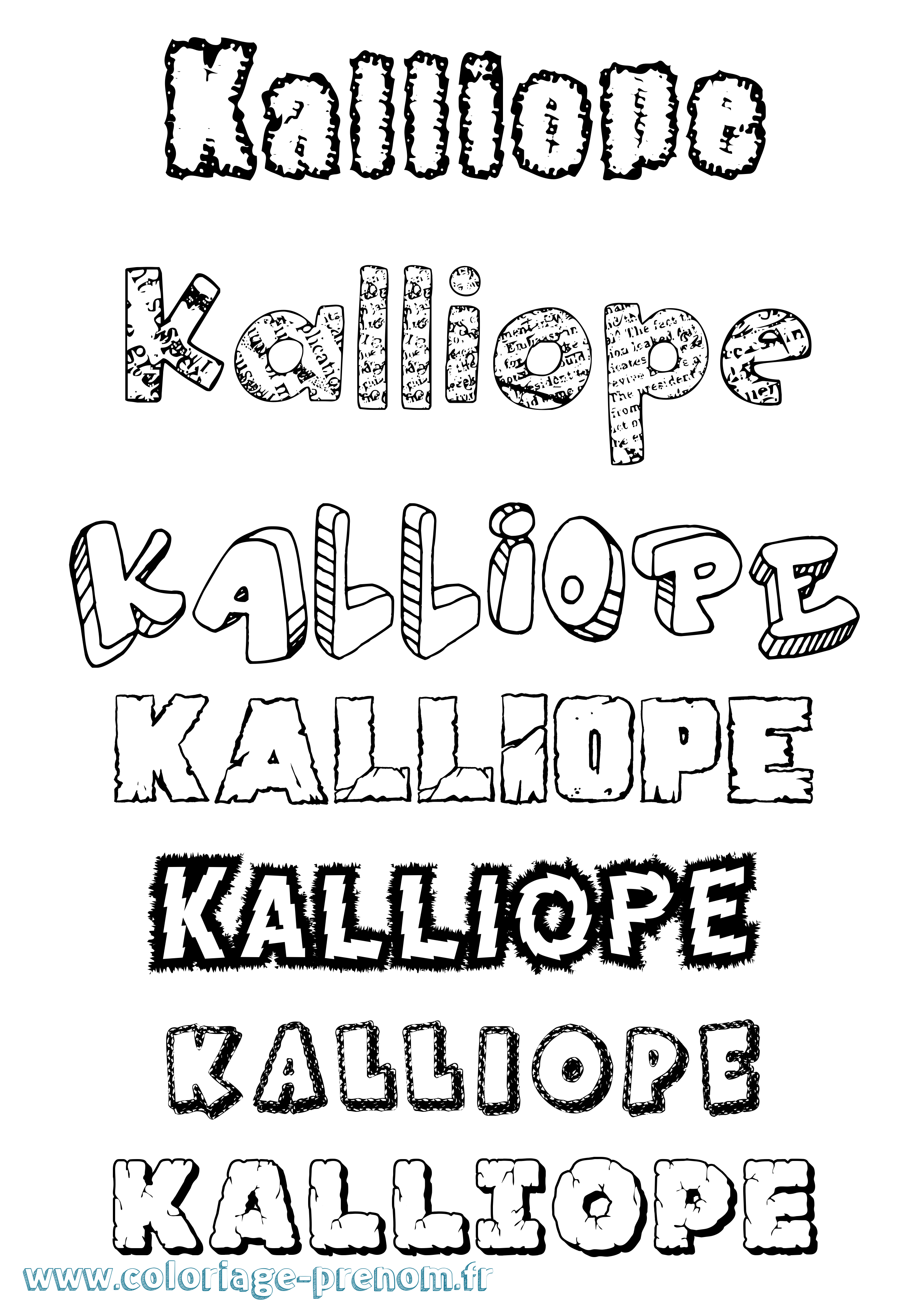 Coloriage prénom Kalliope Destructuré