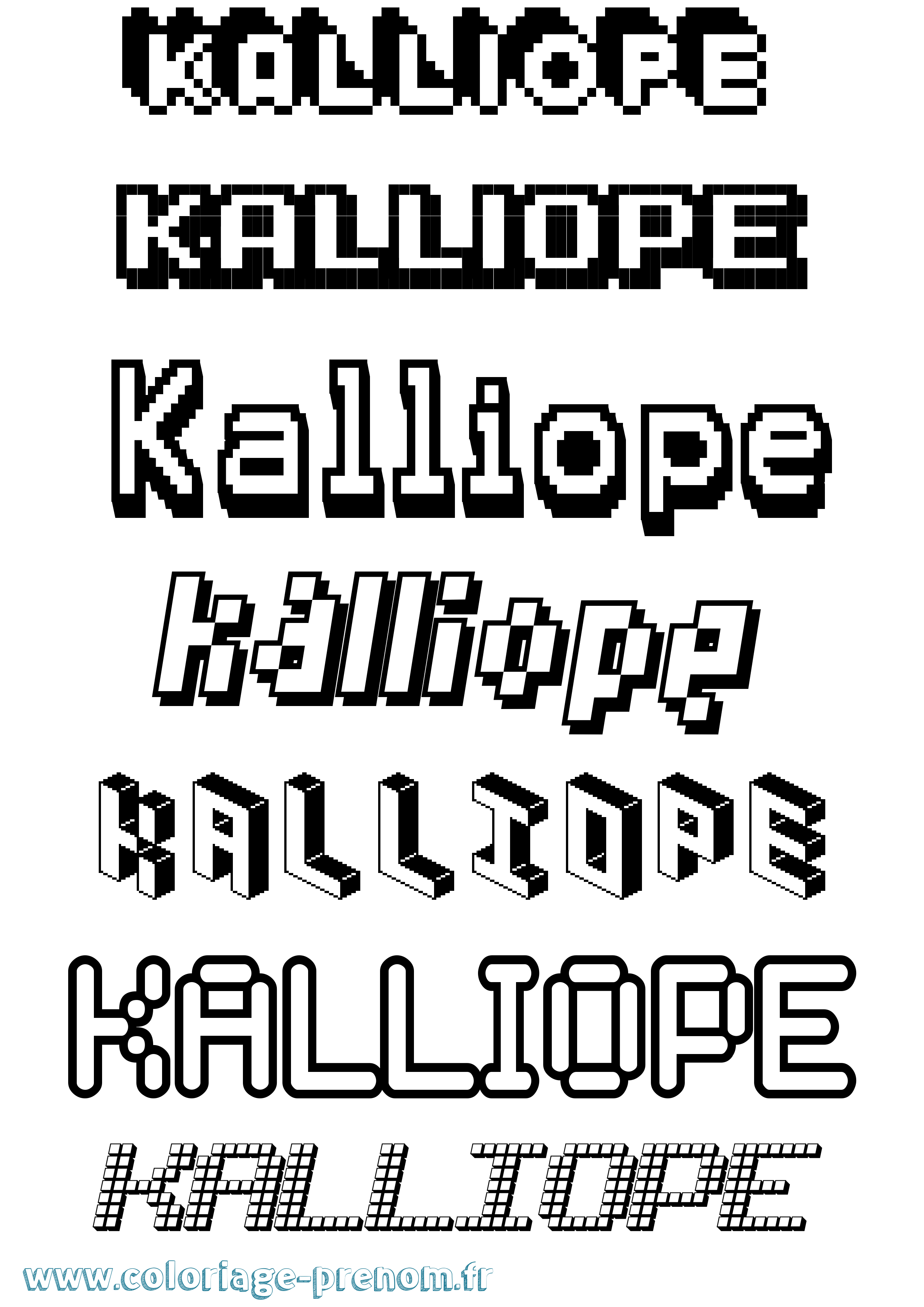 Coloriage prénom Kalliope Pixel