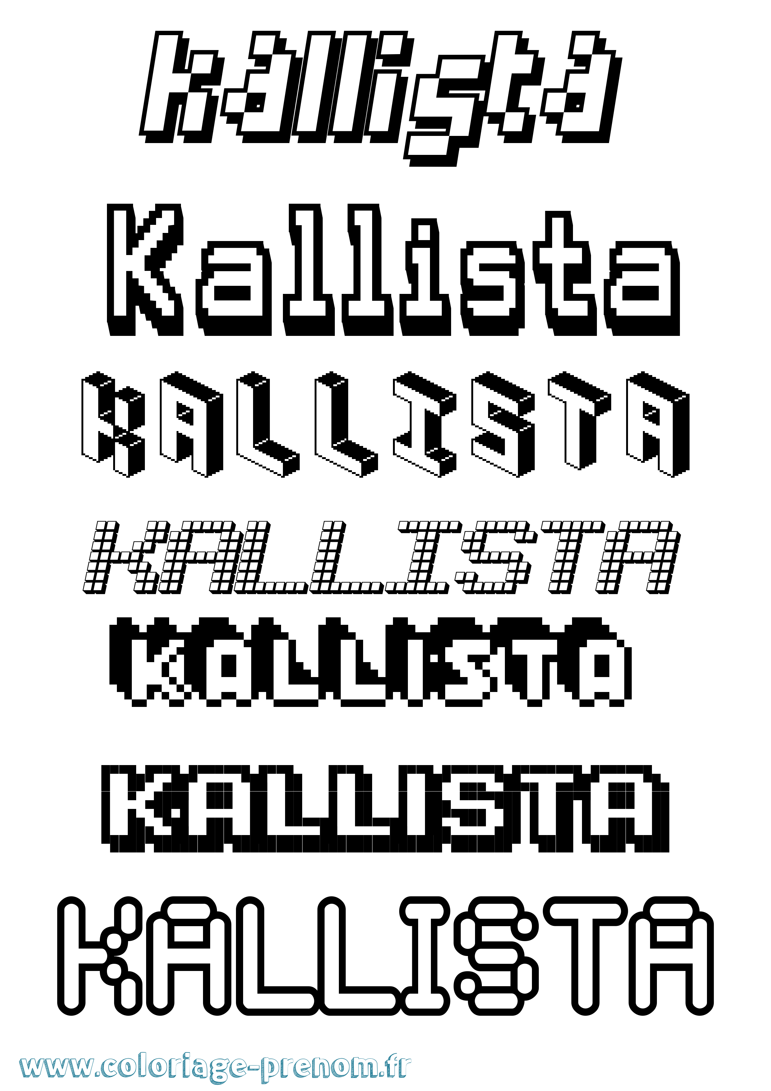Coloriage prénom Kallista Pixel