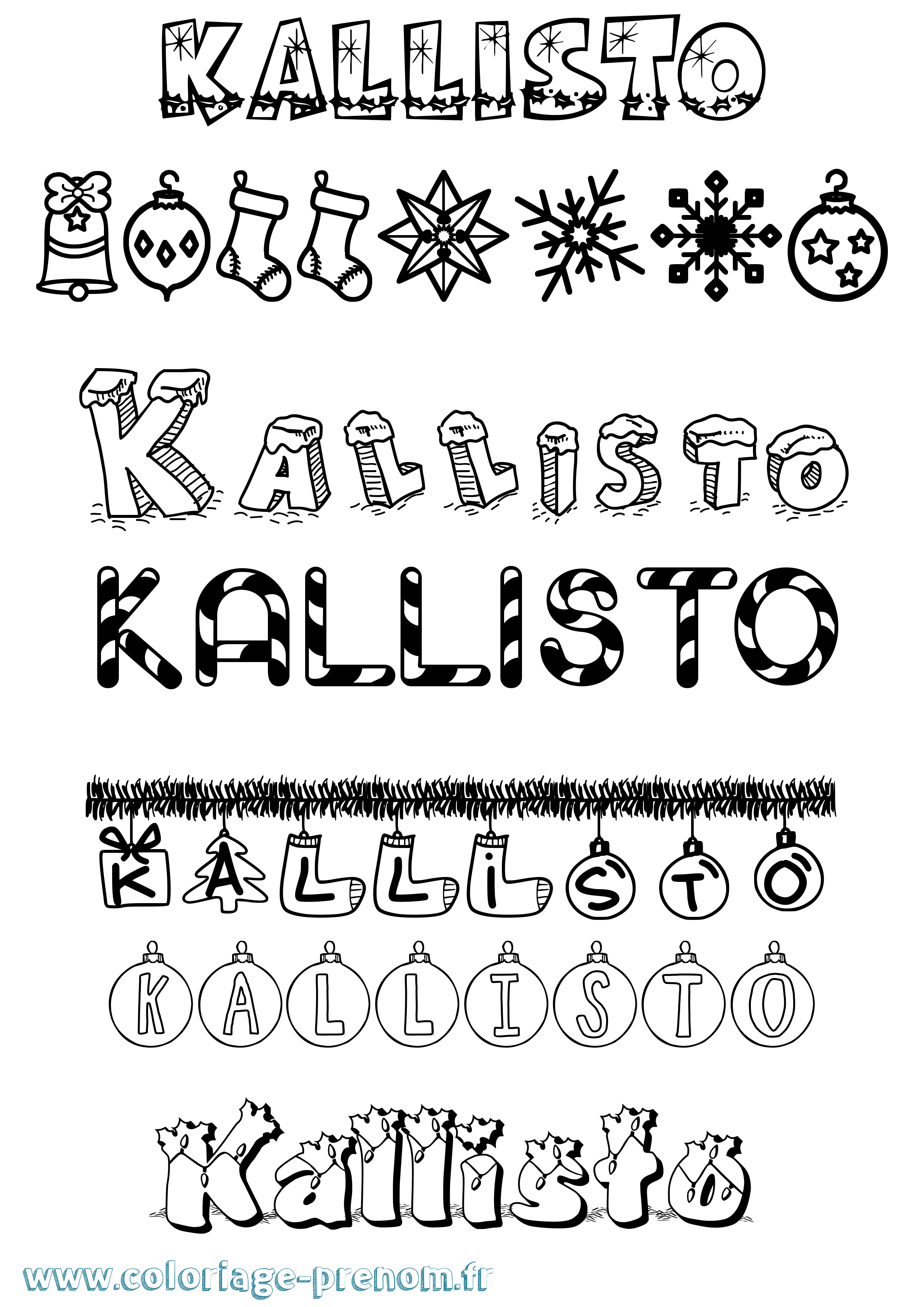 Coloriage prénom Kallisto Noël
