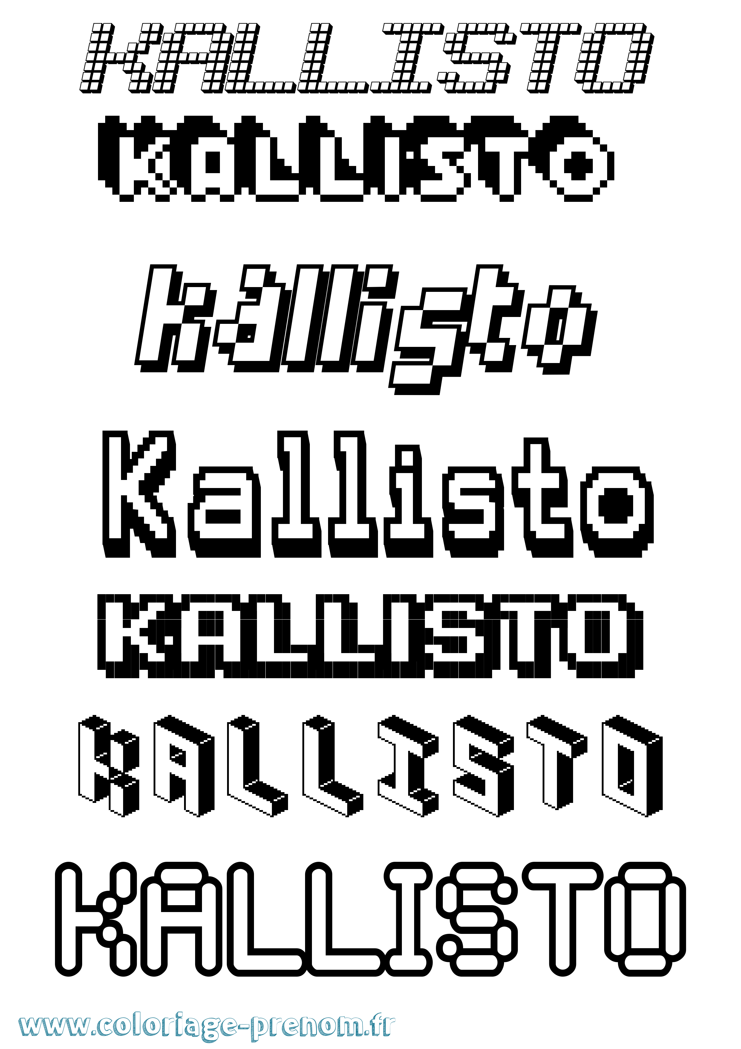Coloriage prénom Kallisto Pixel
