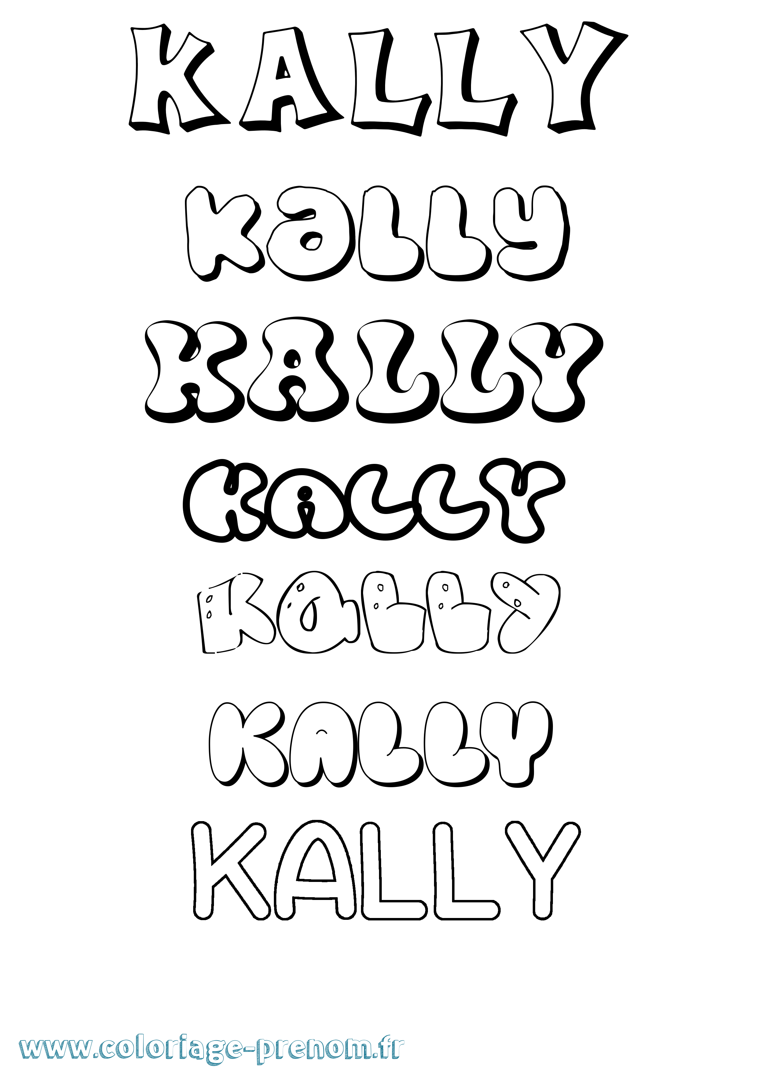 Coloriage prénom Kally Bubble