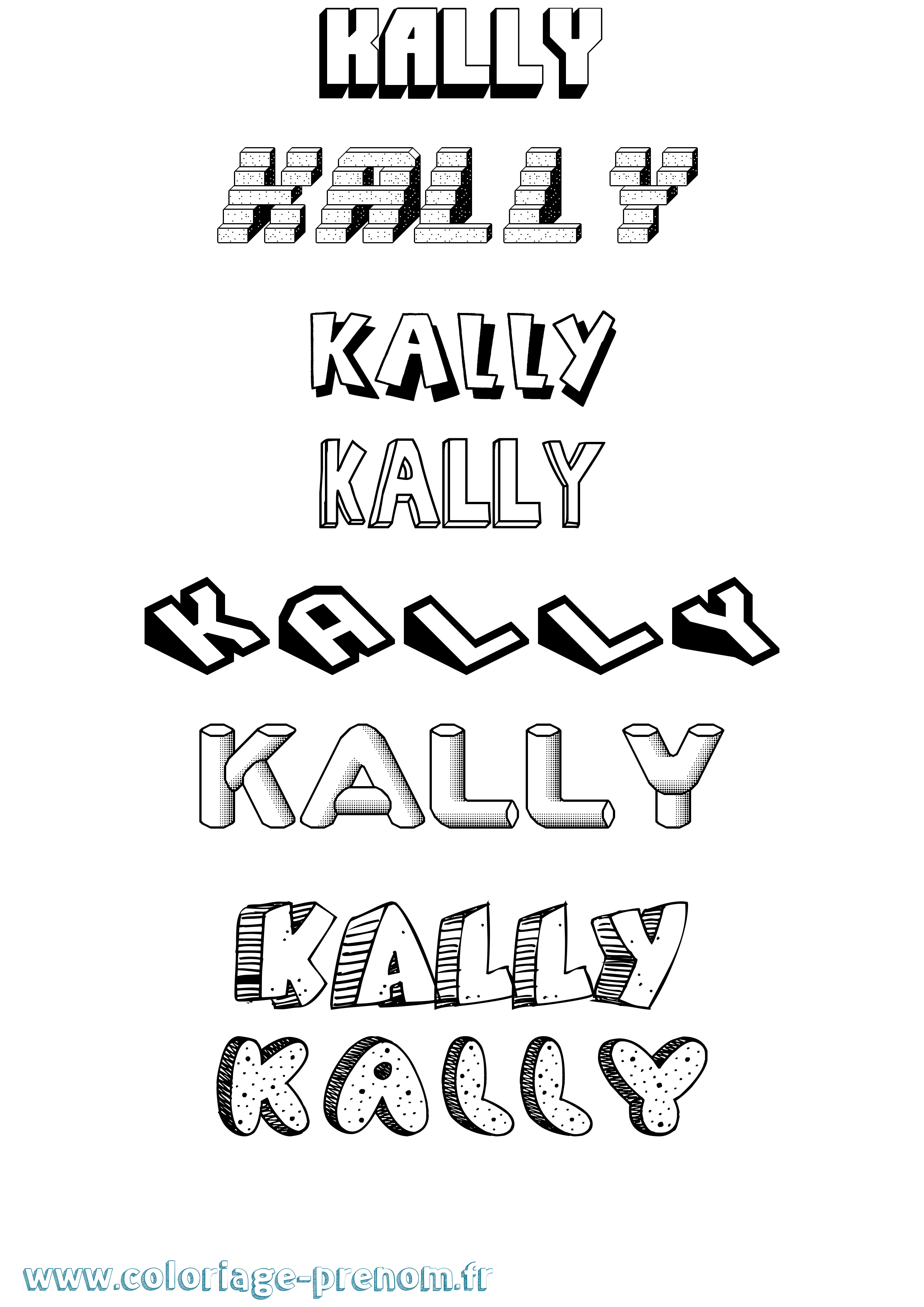 Coloriage prénom Kally Effet 3D