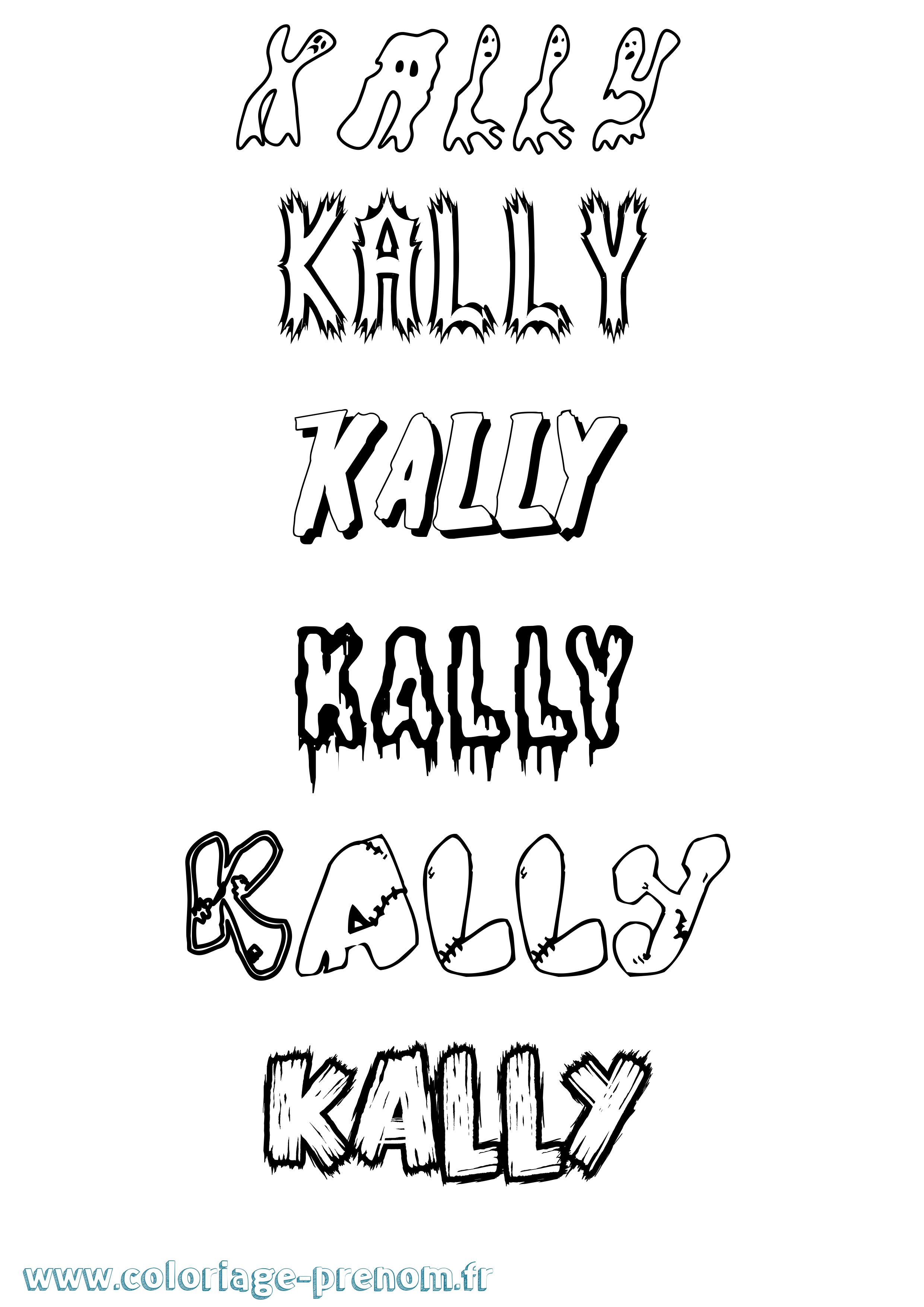 Coloriage prénom Kally Frisson