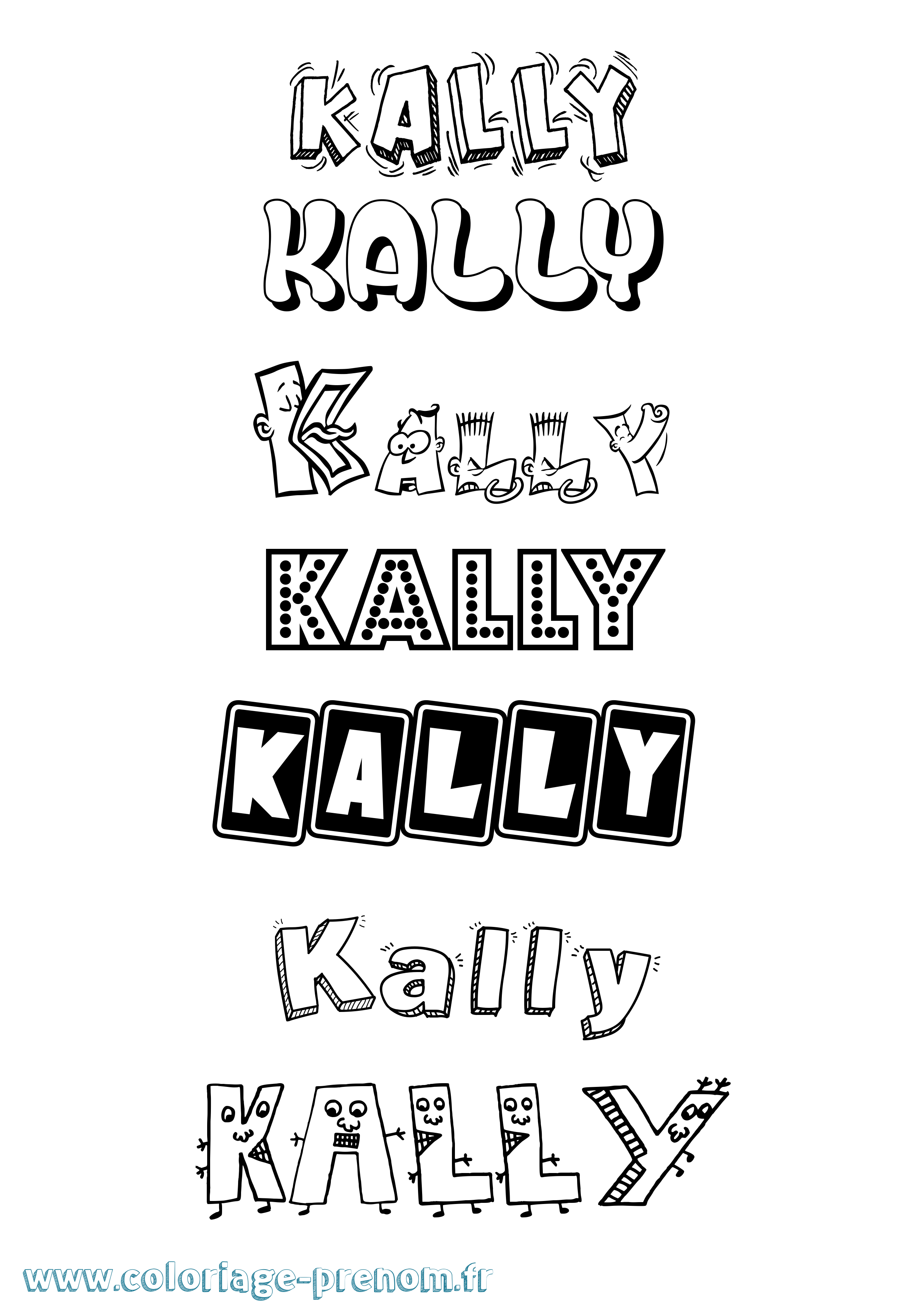 Coloriage prénom Kally Fun