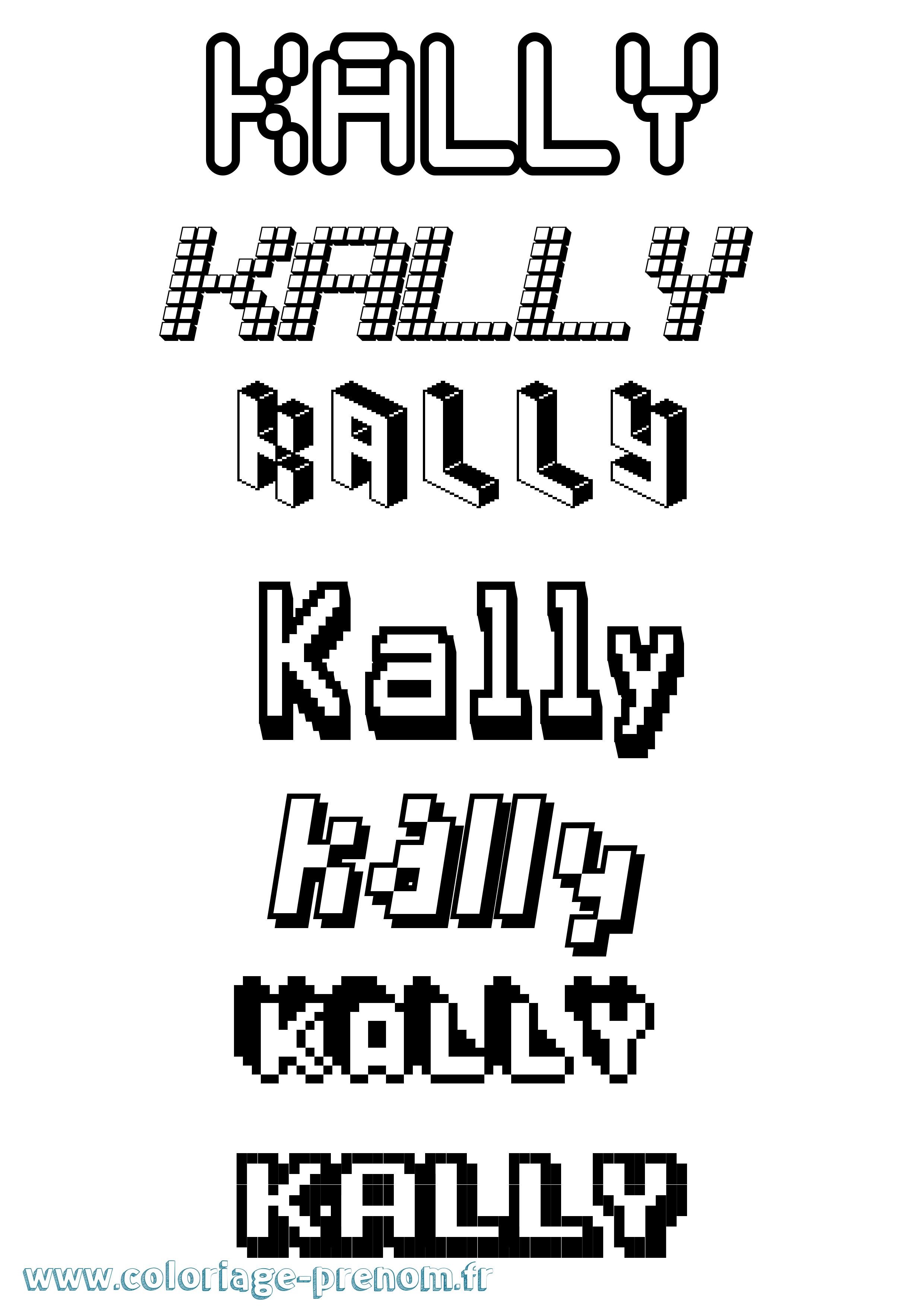 Coloriage prénom Kally Pixel