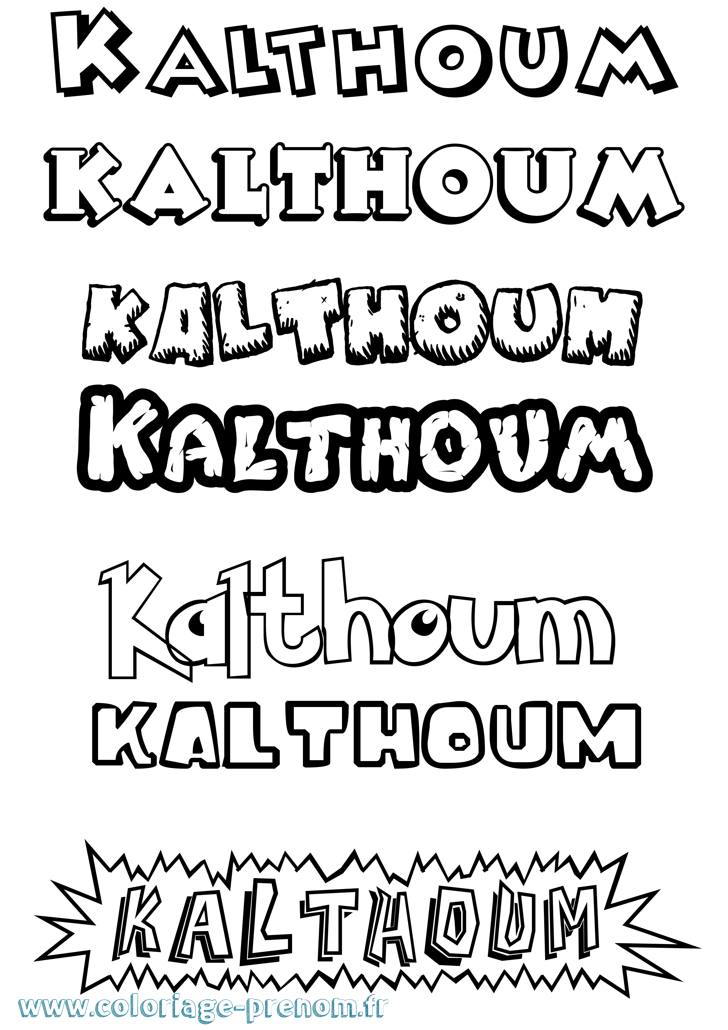 Coloriage prénom Kalthoum Dessin Animé