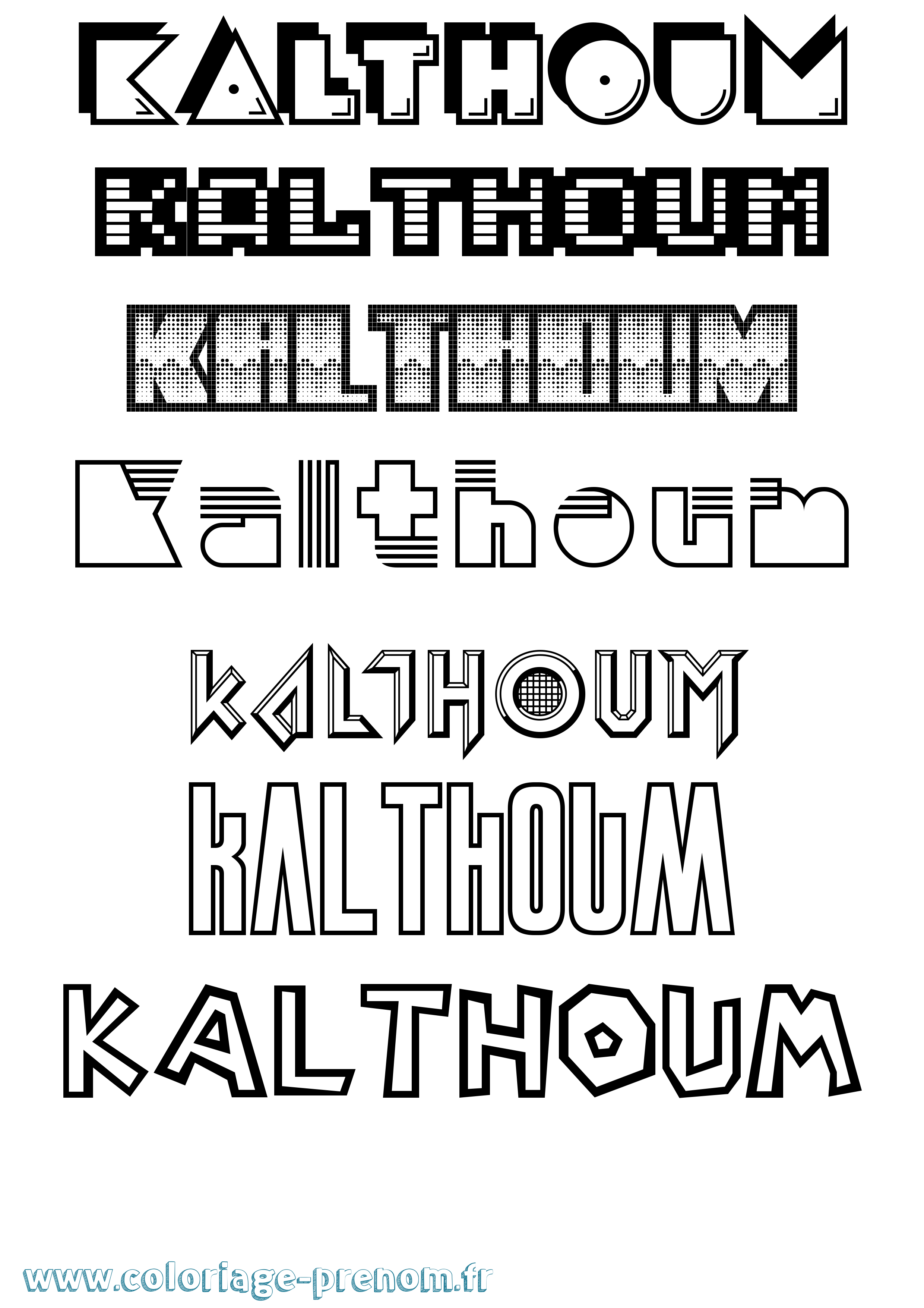 Coloriage prénom Kalthoum Jeux Vidéos