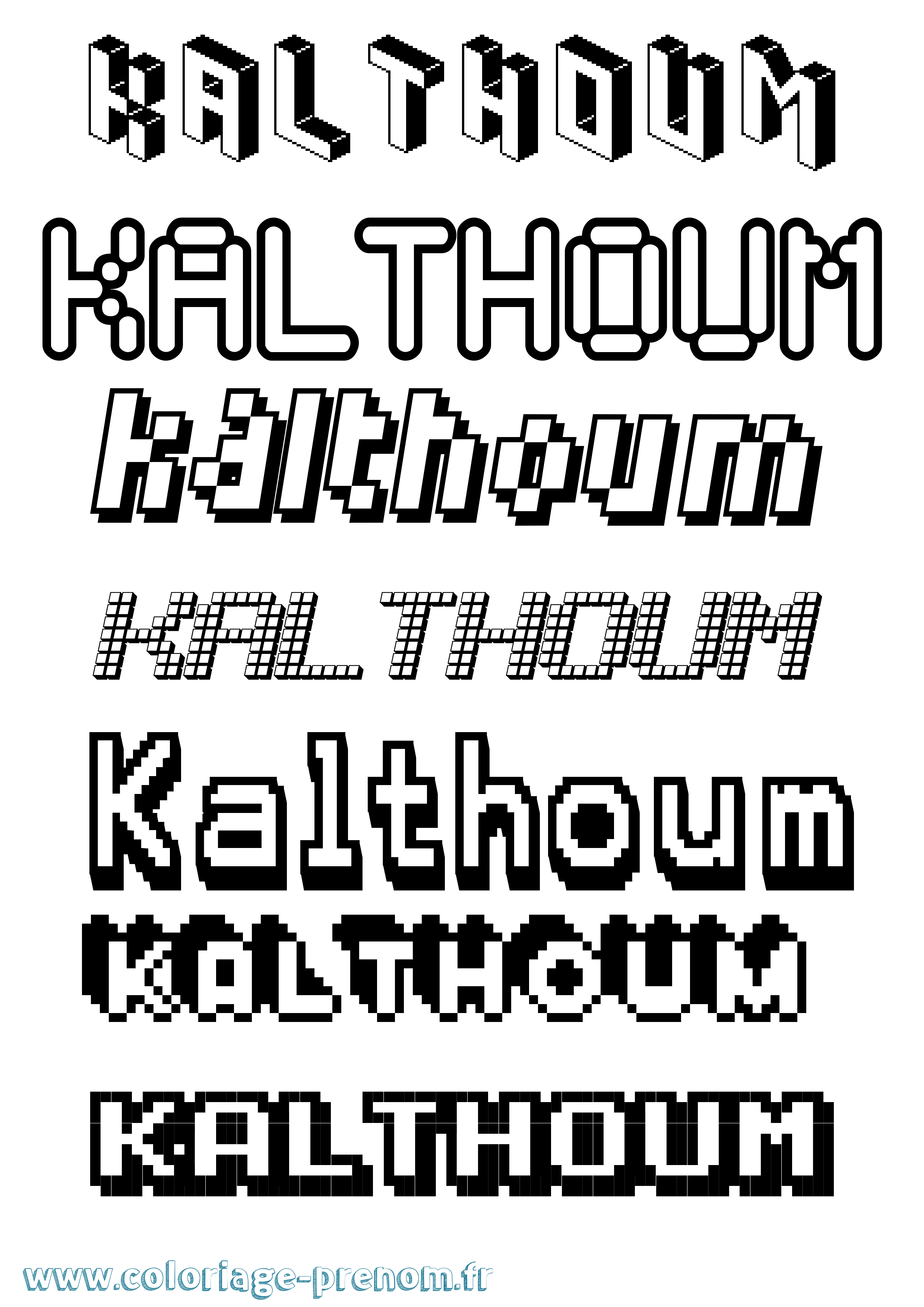 Coloriage prénom Kalthoum Pixel