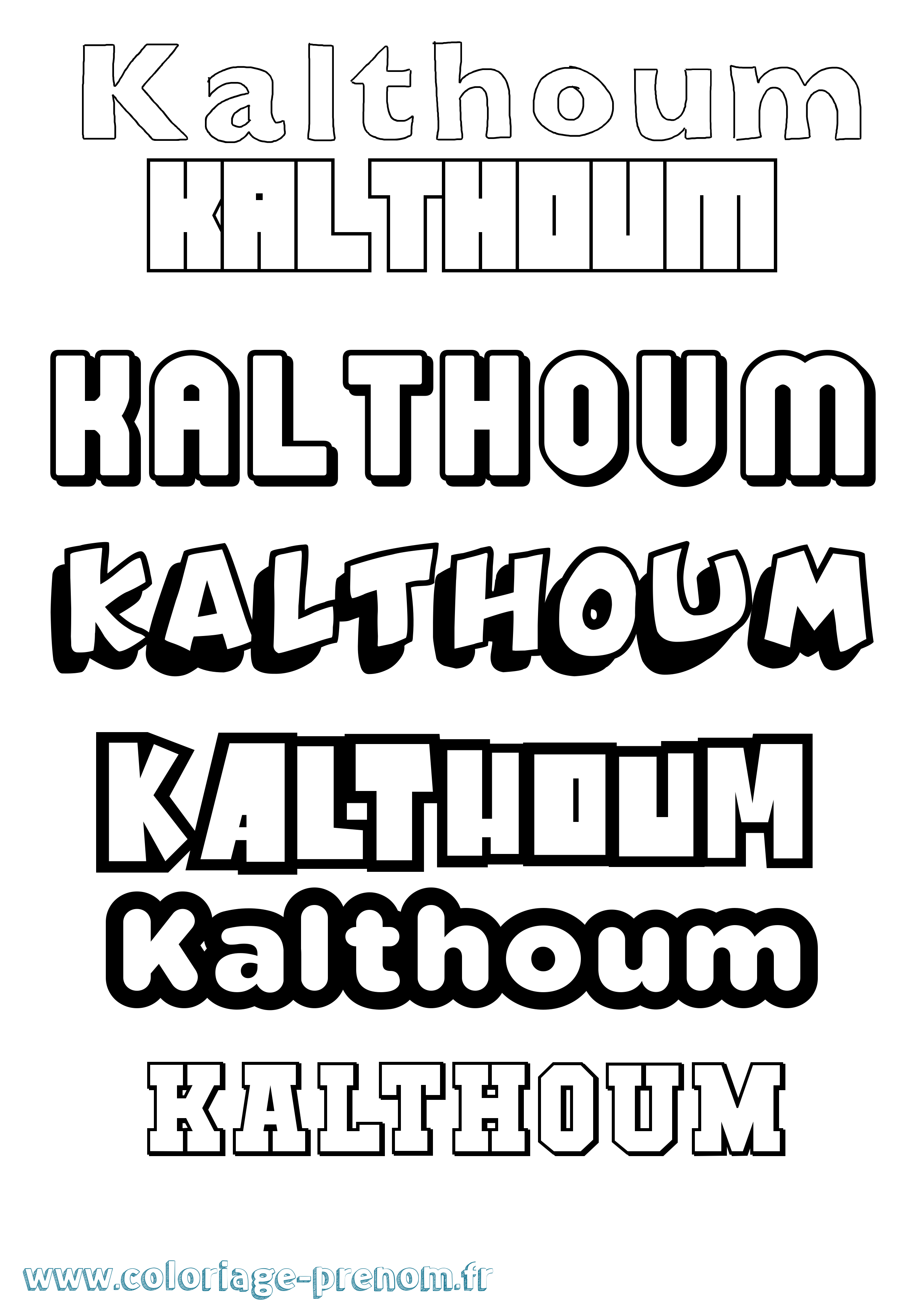 Coloriage prénom Kalthoum Simple